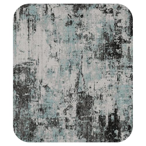 RELEANY Abstract Rug — Black/Teal Blue — Amazon colorway
