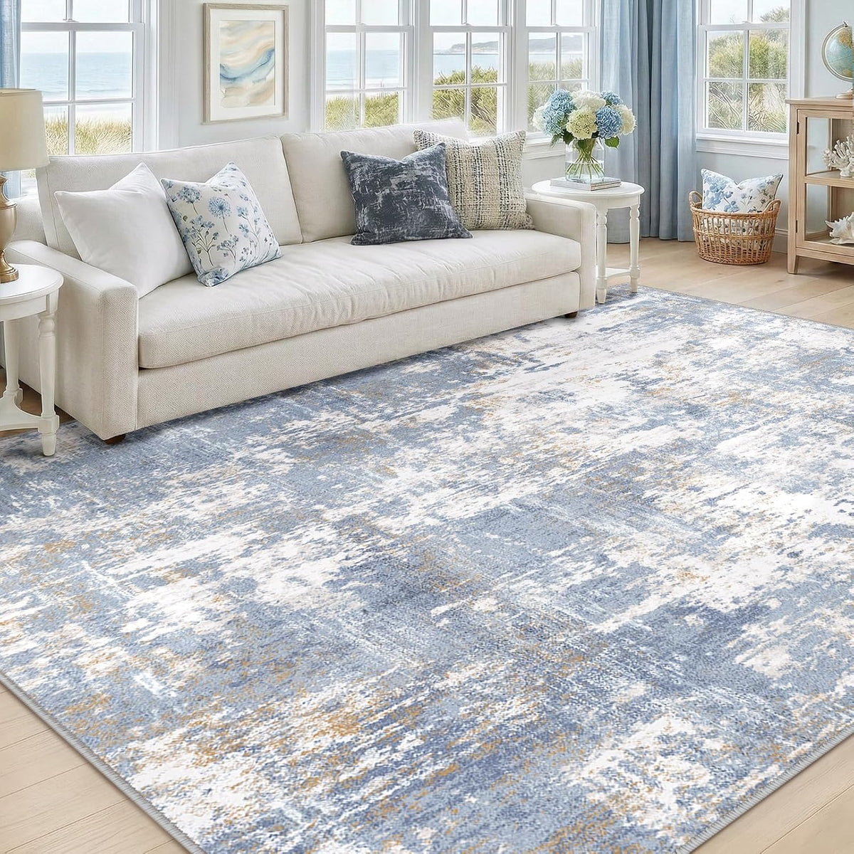 RELEANY Modern Abstract Rug — Light Blue — main