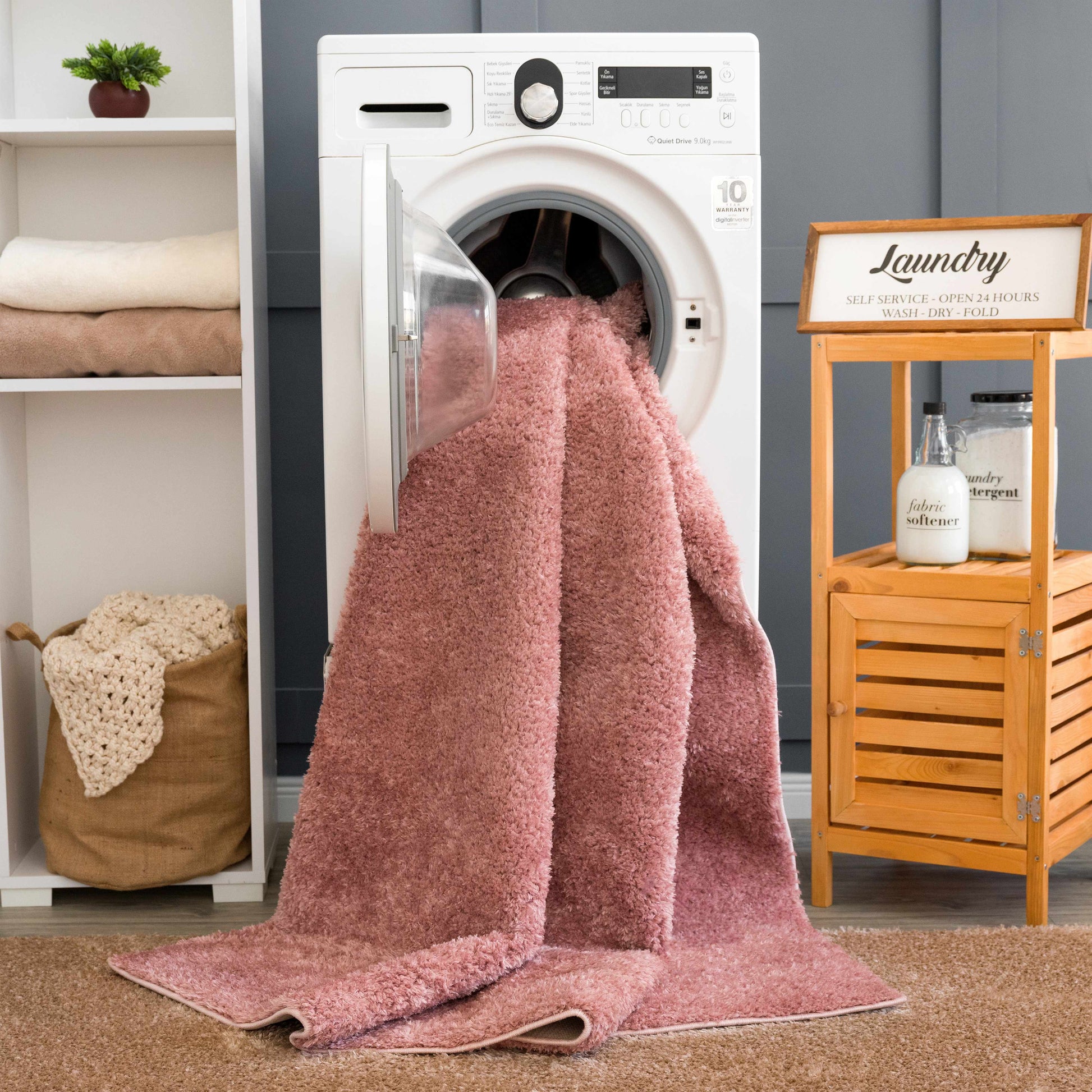 Judy Pink Washable Plush Rug - Clearance
