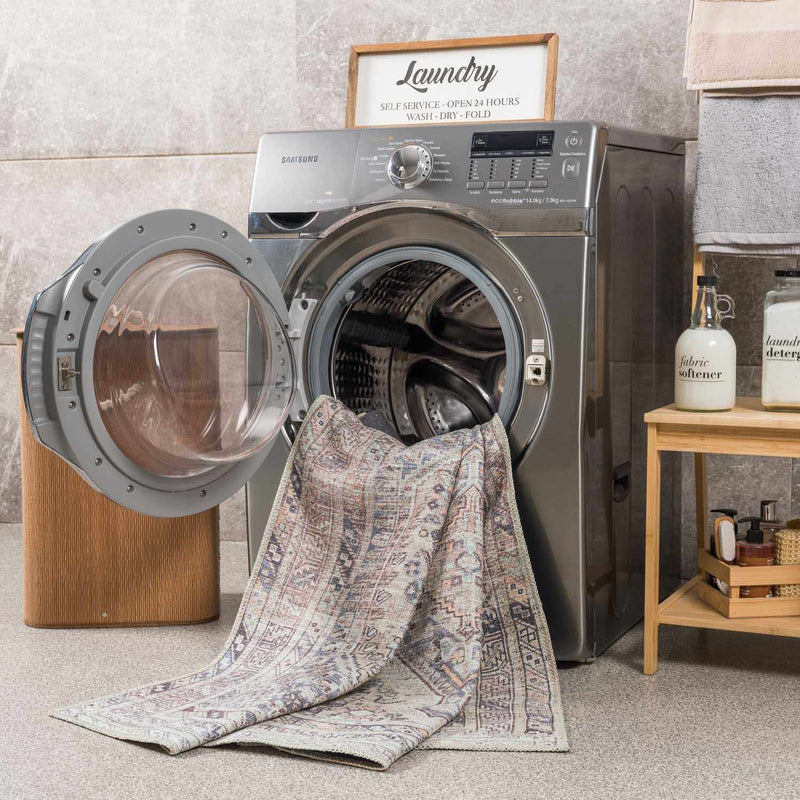 Barny Tan Flat Pile Washable Rug