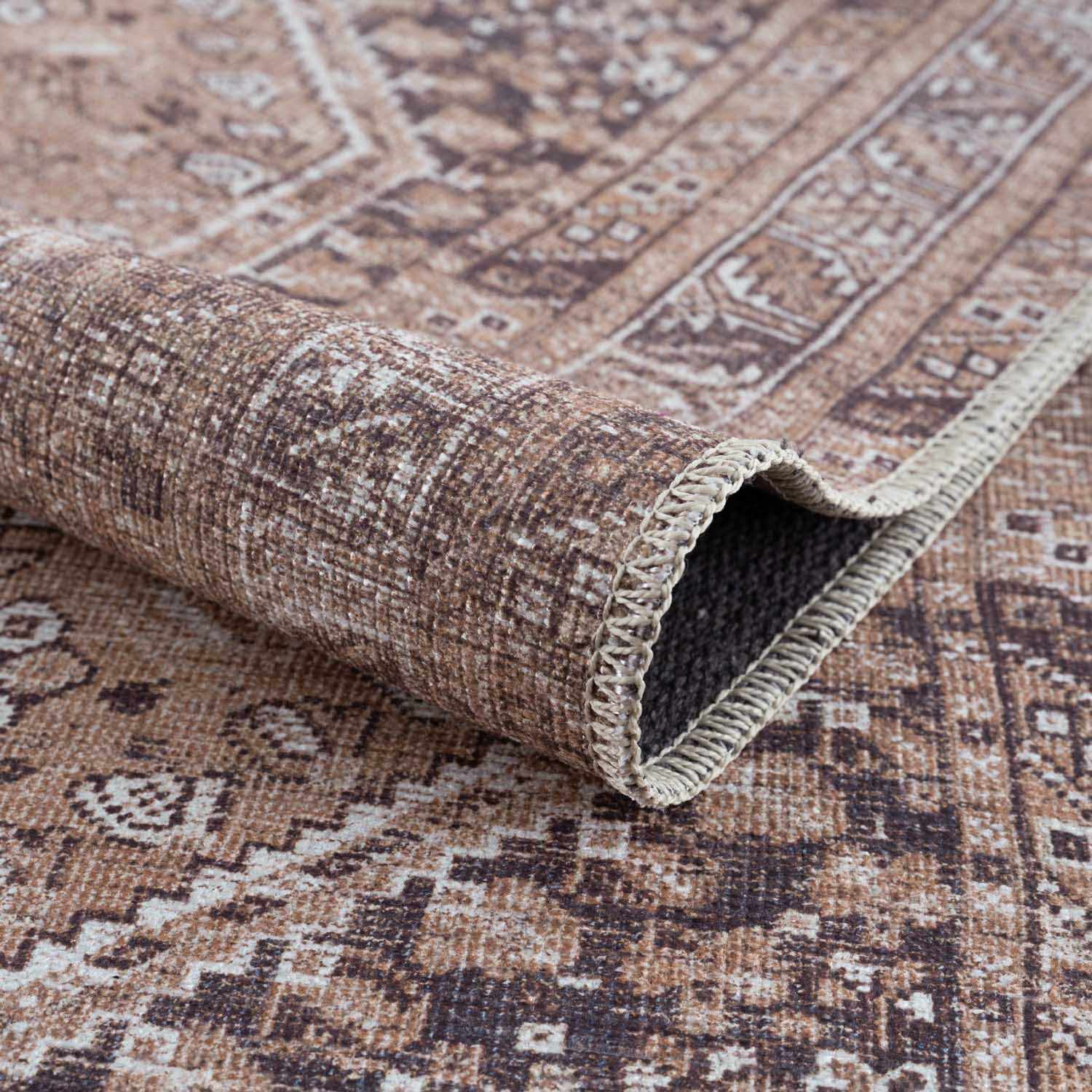 Barny Brown Flat Pile Washable Rug