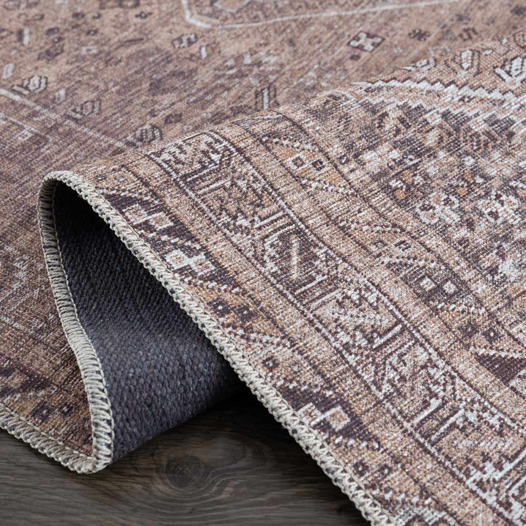 Barny Brown Flat Pile Washable Rug