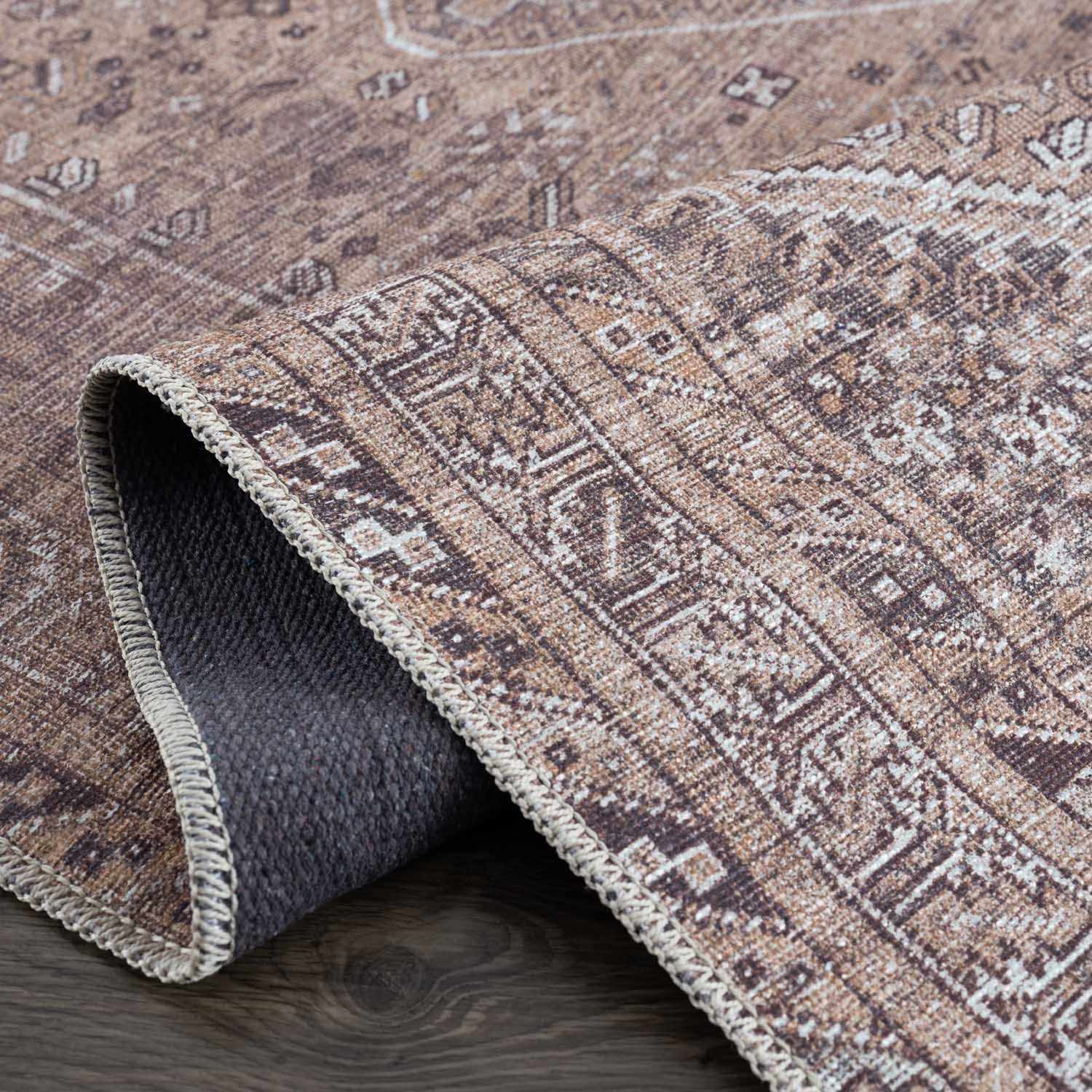 Barny Brown Flat Pile Washable Rug