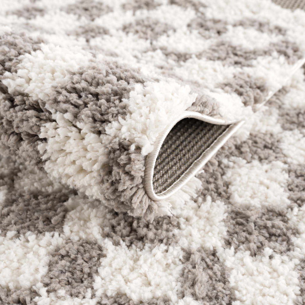 Kieu Taupe Checkered Plush Rug