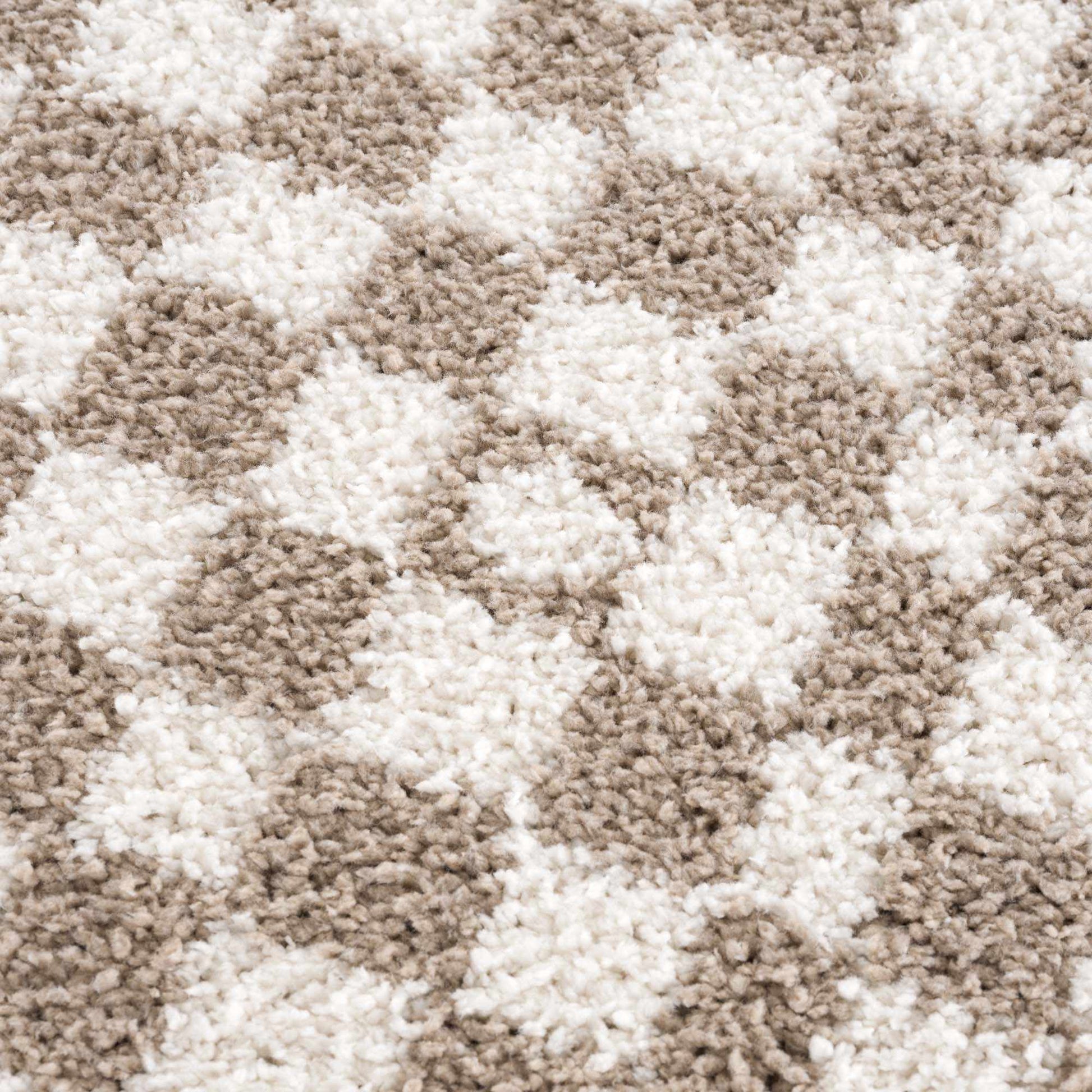 Kieu Taupe Checkered Shag Rug
