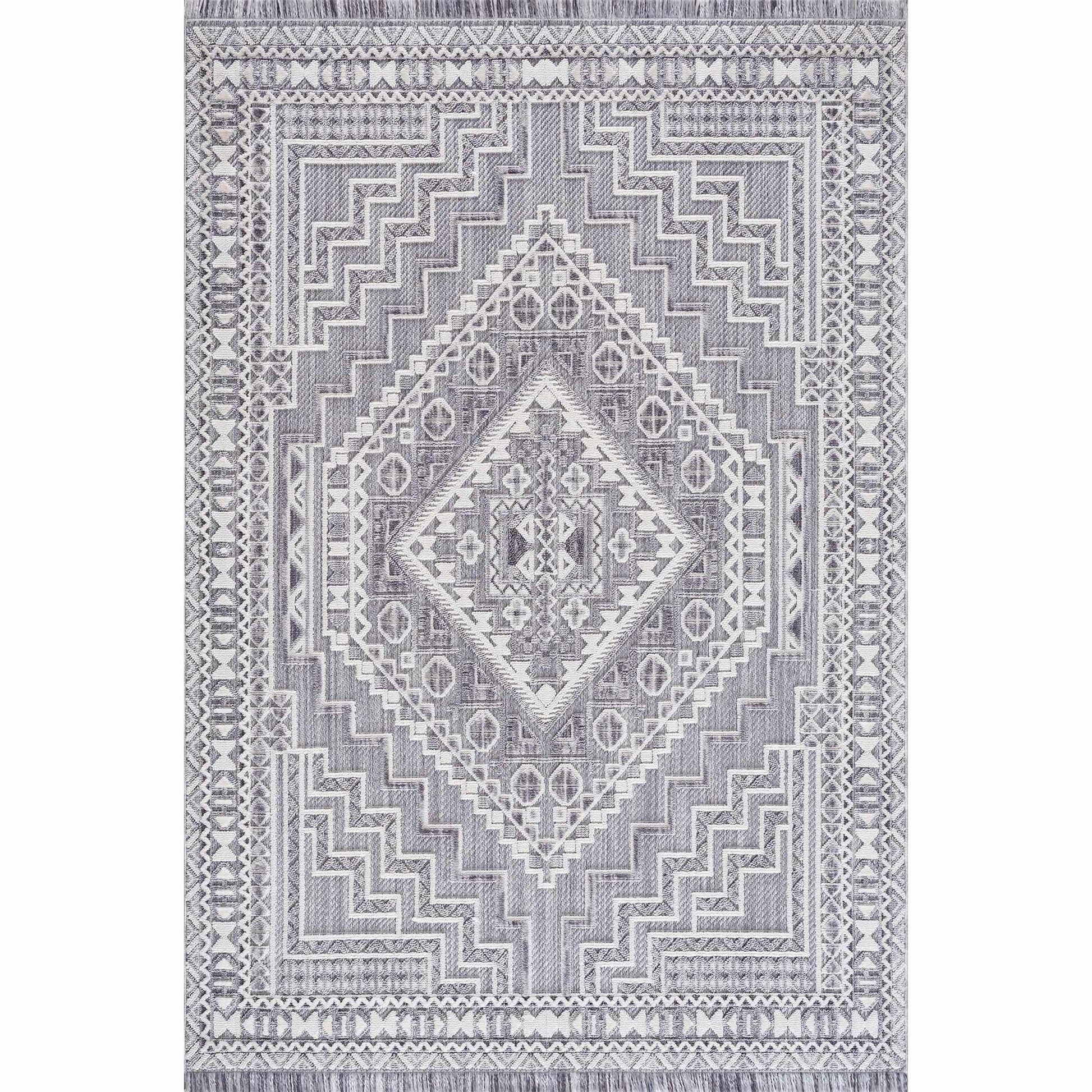 Alya 3D Saxony  with Fringes Area Rug - Clearance