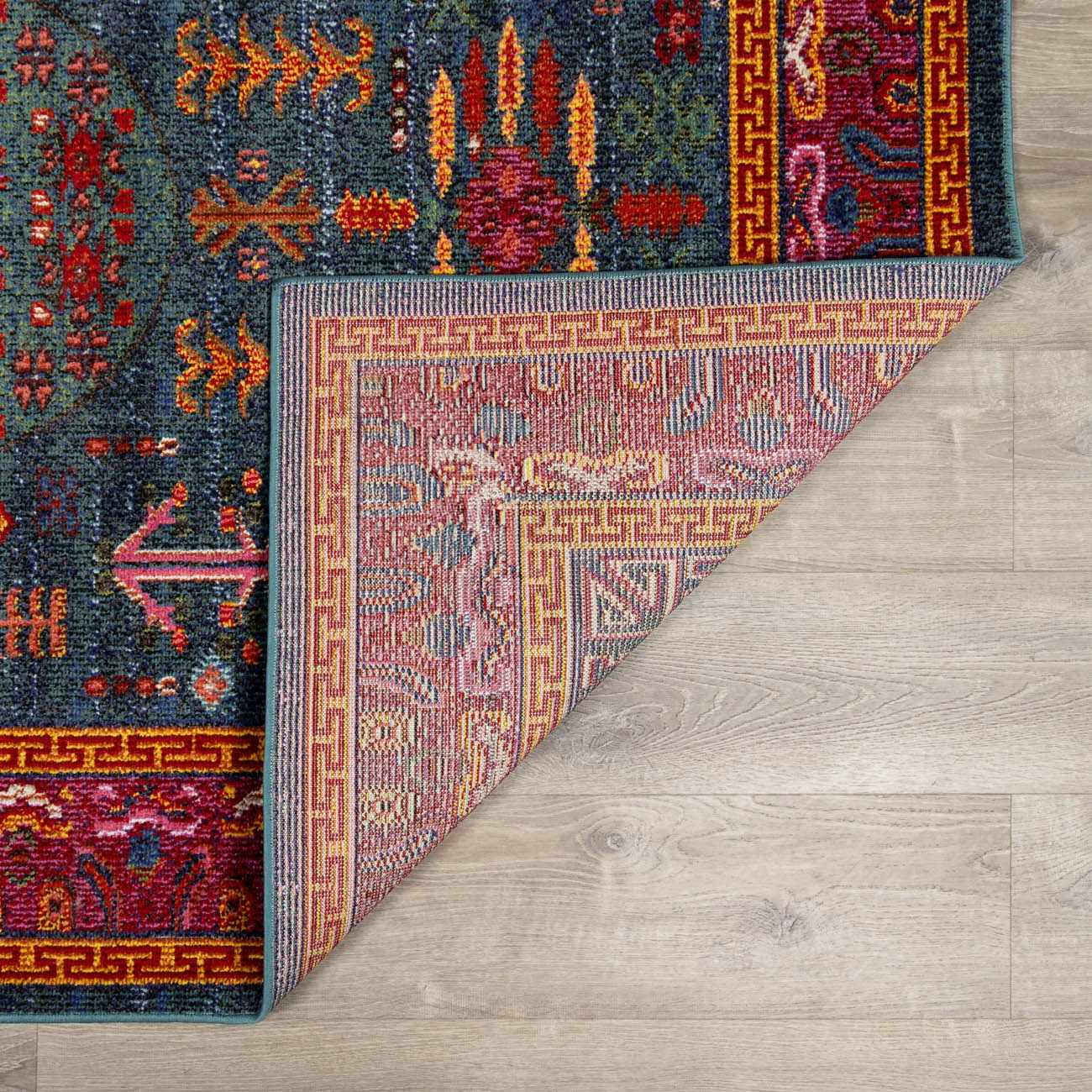 Cleveland Colorful Traditional Area Rug - Teal, Aqua, Navy