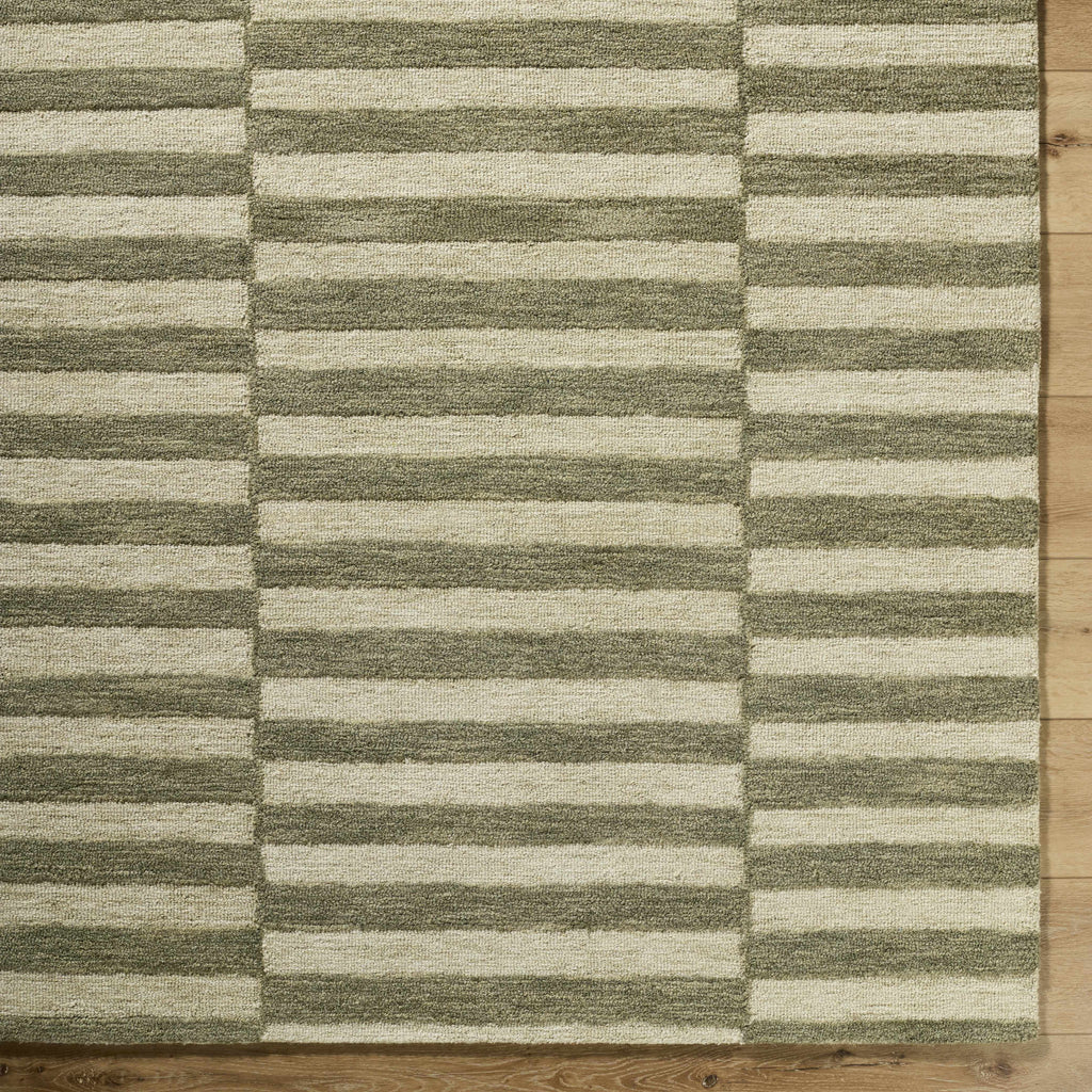 Idaho Broken-Striped Green Area Rug
