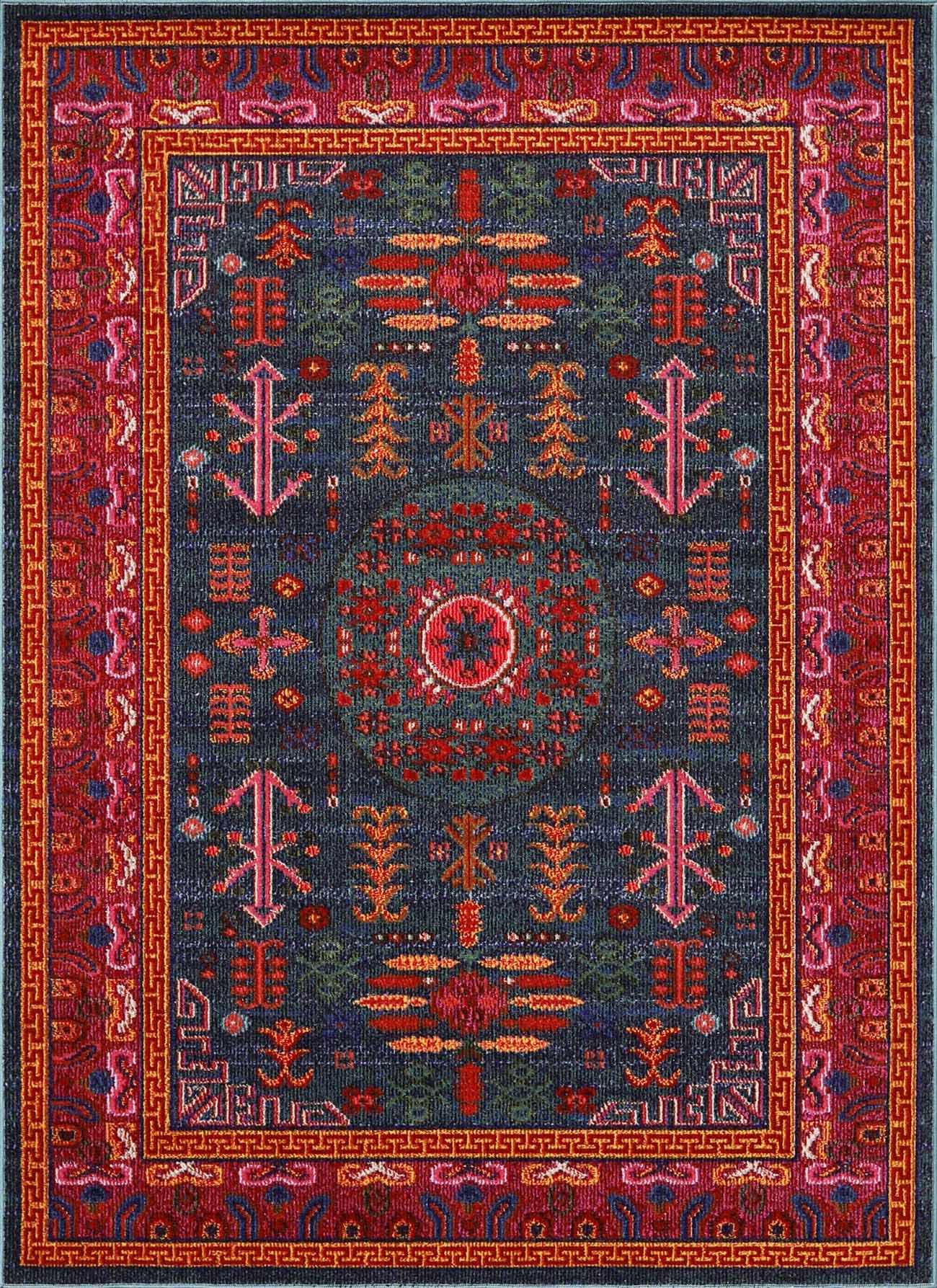 Cleveland Colorful Traditional Area Rug - Teal, Aqua, Navy