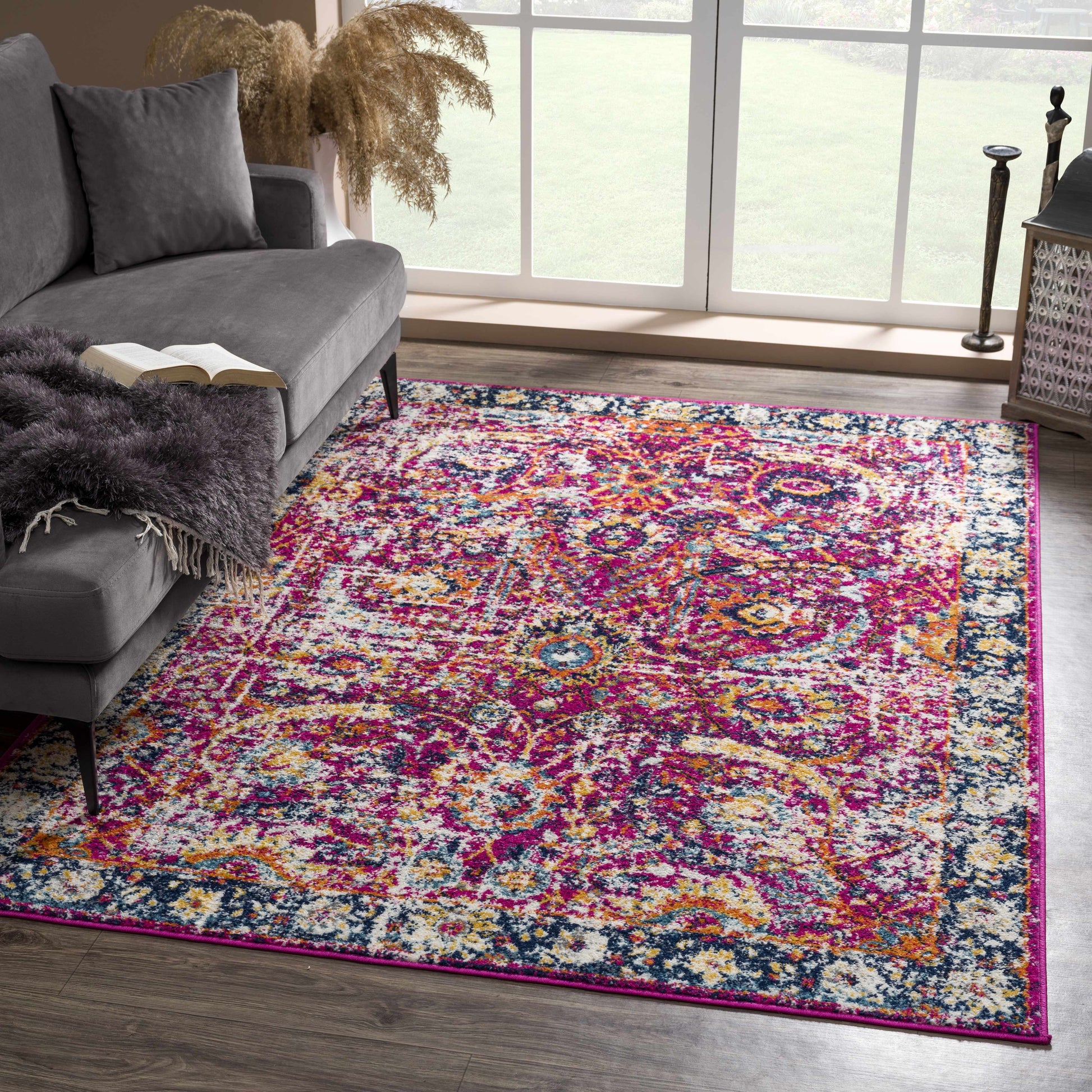 Vick Colorful Burgundy Rug