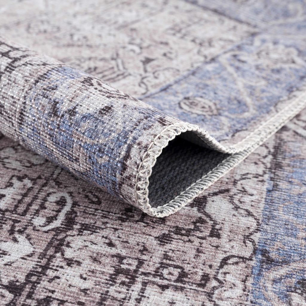 Rosman Blue&Beige  - Promo Washable Area Rug - Clearance