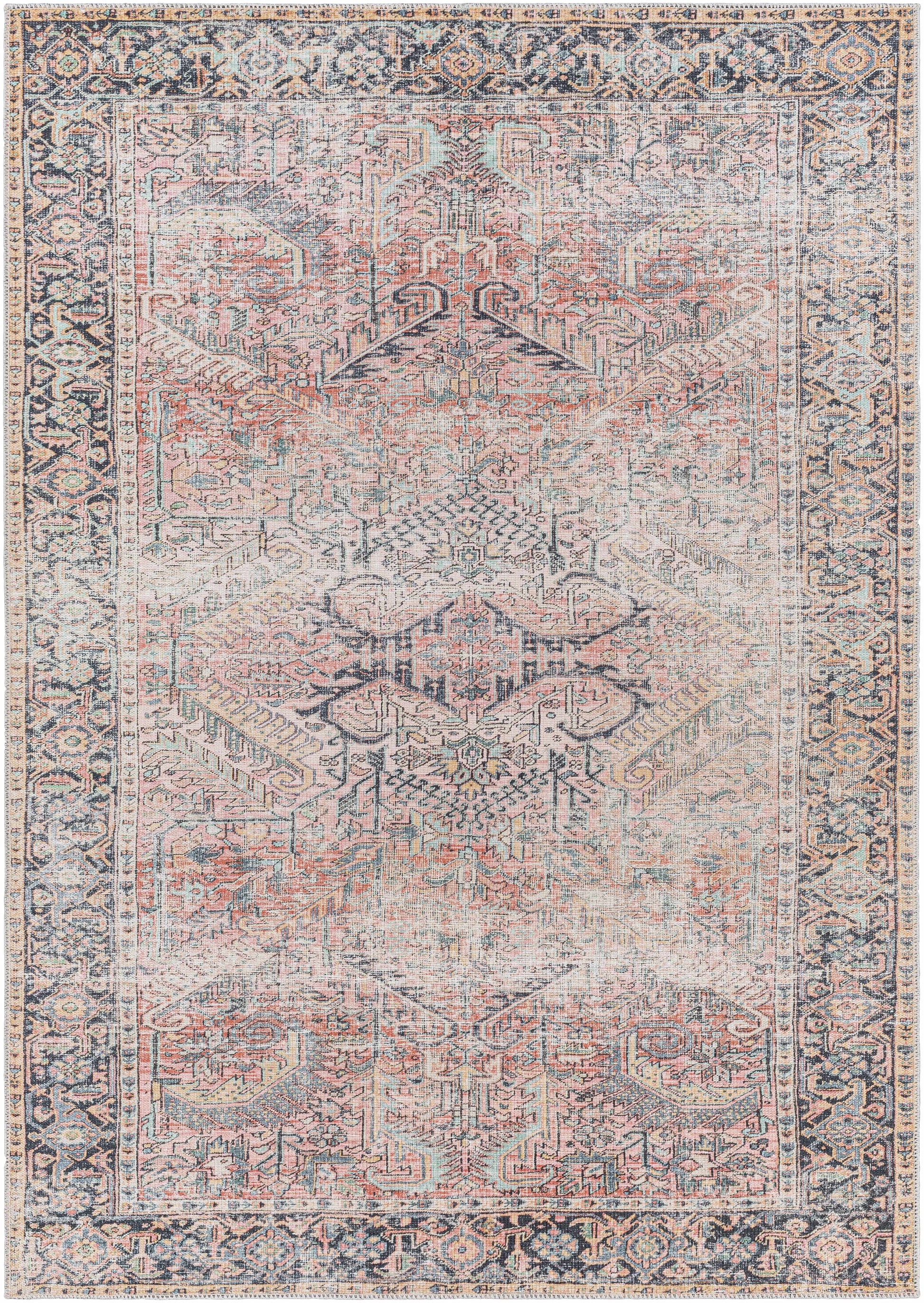 Pink Dunshaughlin Distressed Washable Area Rug - Clearance