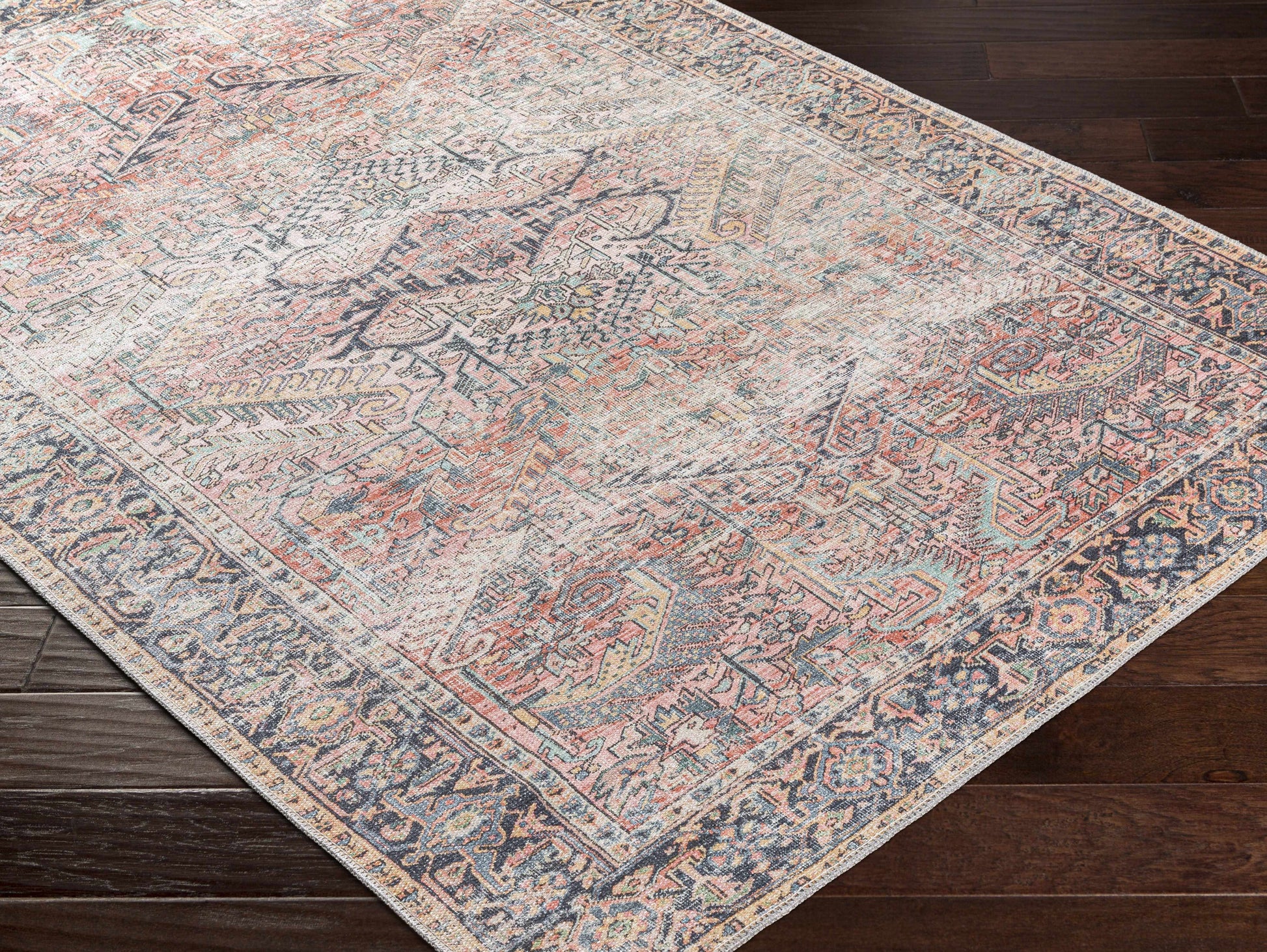 Pink Dunshaughlin Distressed Washable Area Rug - Clearance