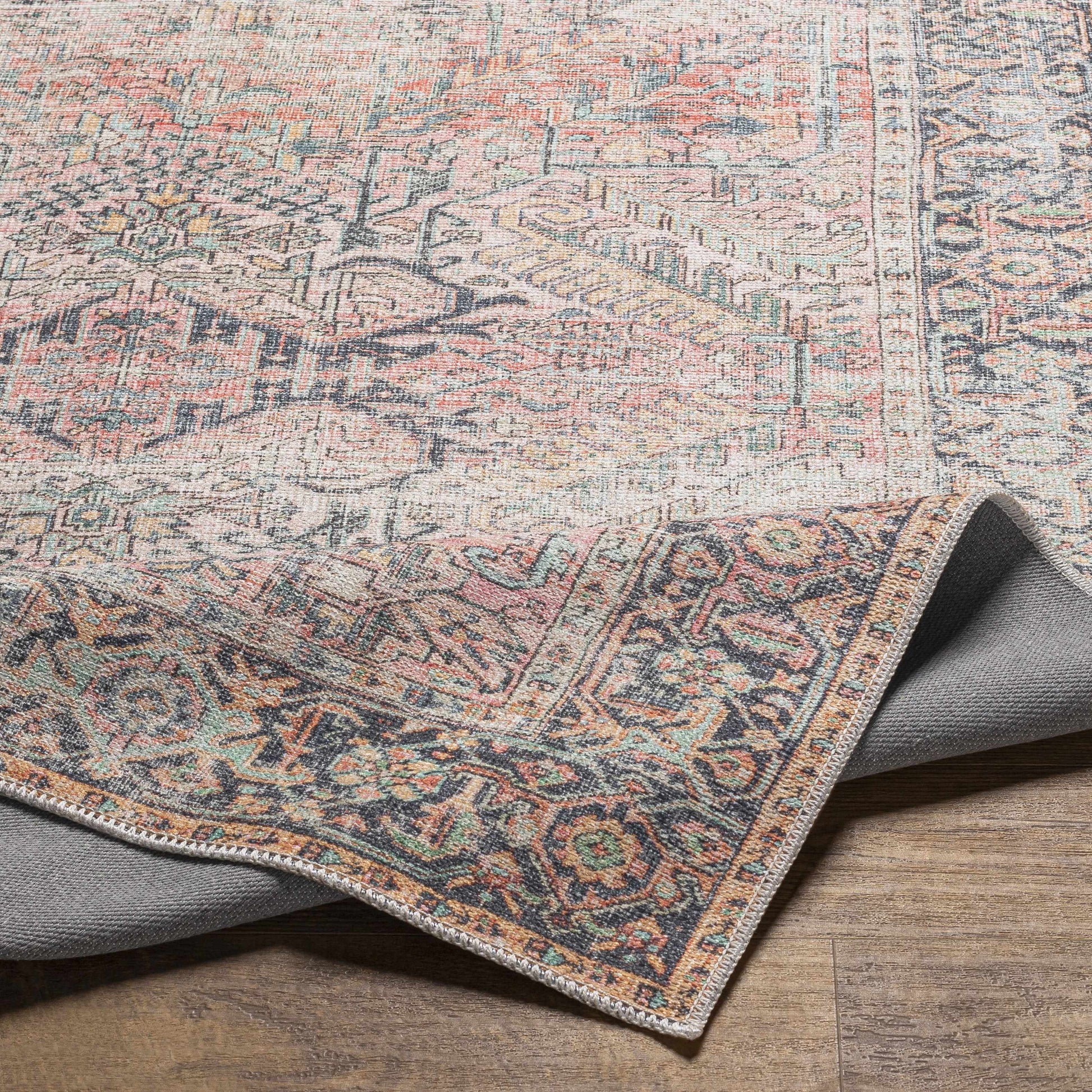 Pink Dunshaughlin Distressed Washable Area Rug - Clearance
