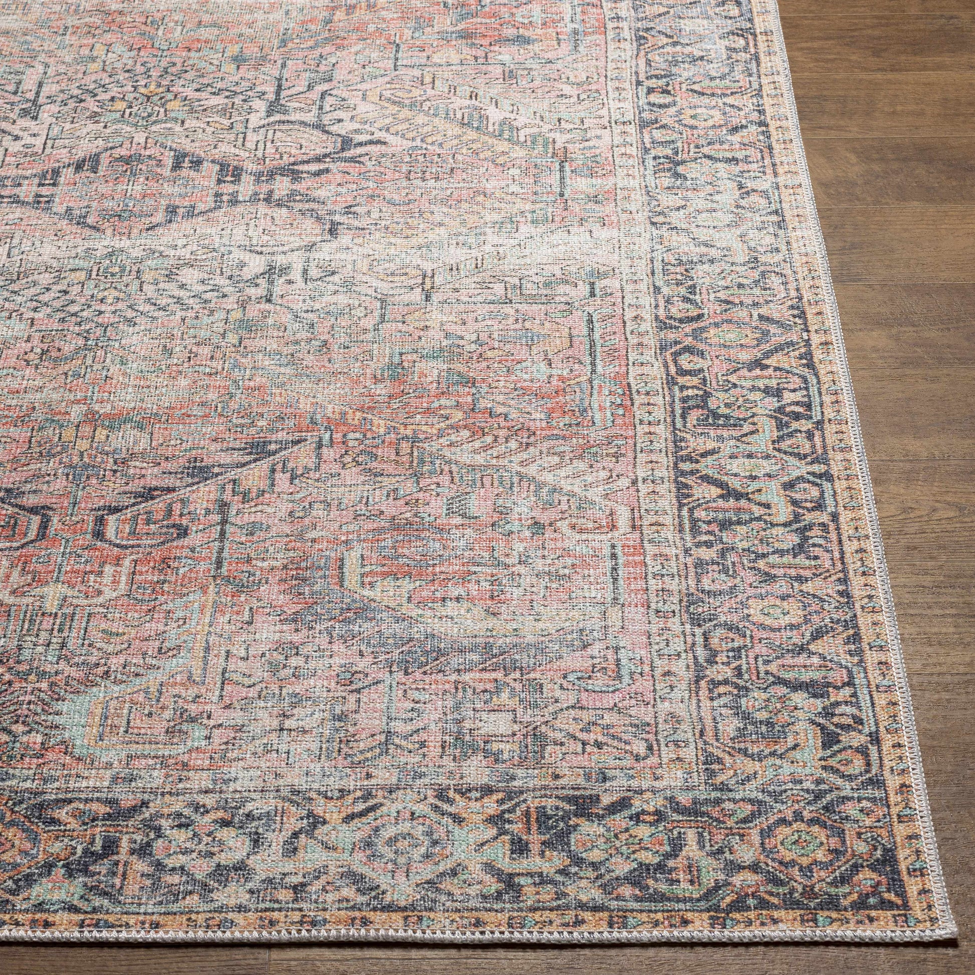 Pink Dunshaughlin Distressed Washable Area Rug - Clearance
