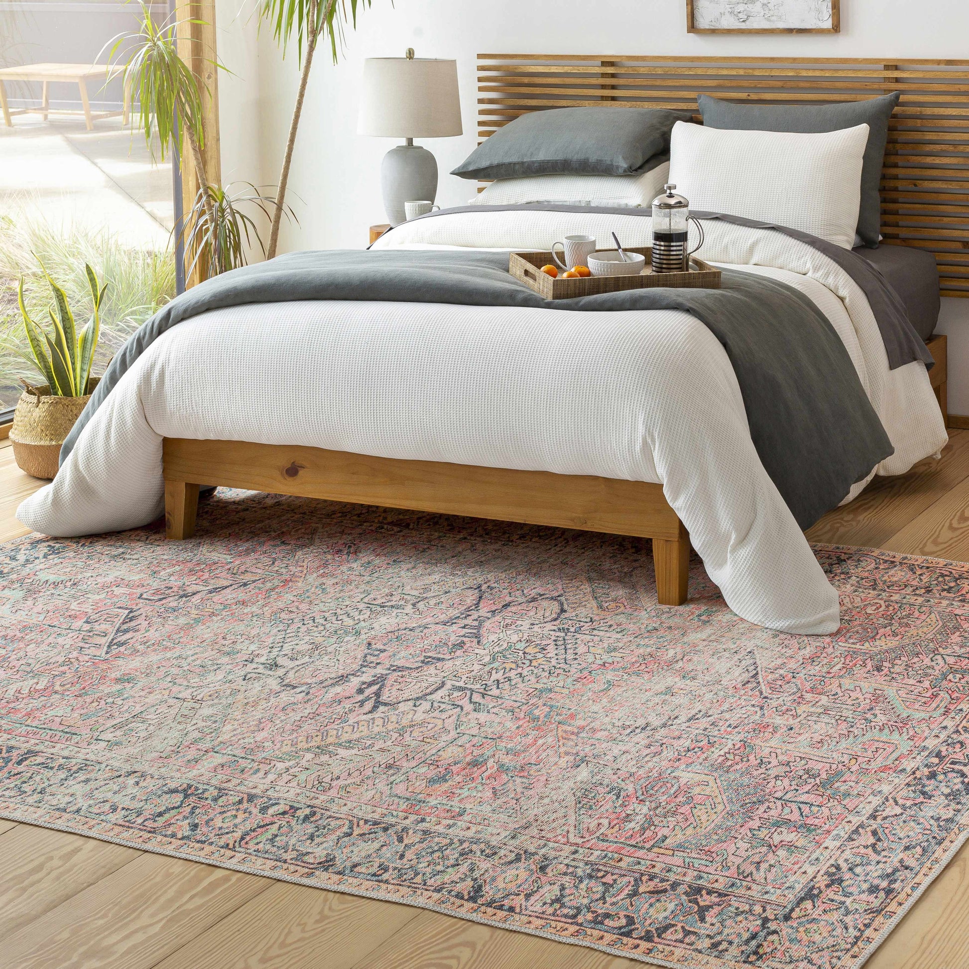 Pink Dunshaughlin Distressed Washable Area Rug - Clearance