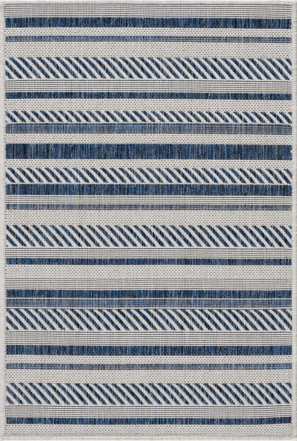 Olin White&Blue Striped Nordic Rug