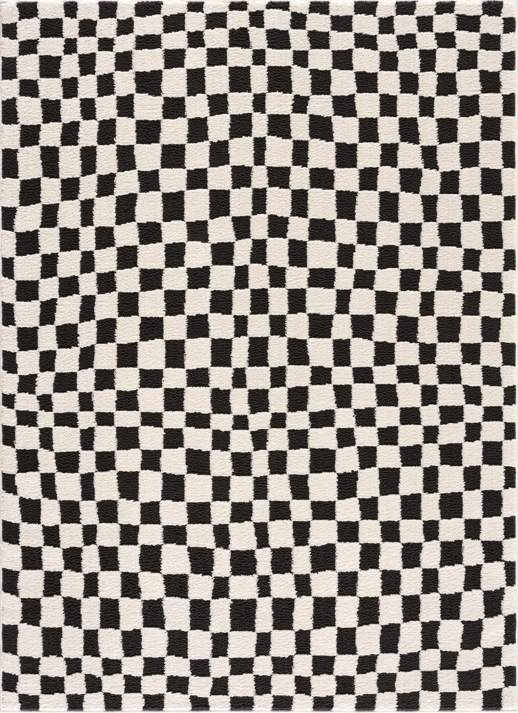 Lajos Black & White Checkered Plush Rug