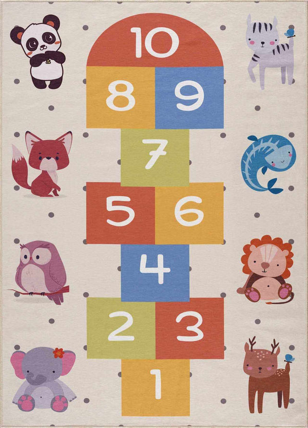 Colorful Hopscotch Washable Kids Rug