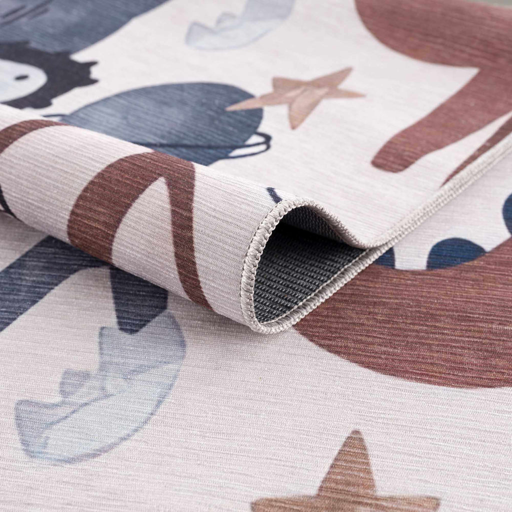 Libra Washable Kids Rug - Dinosaur rocket car rainbow