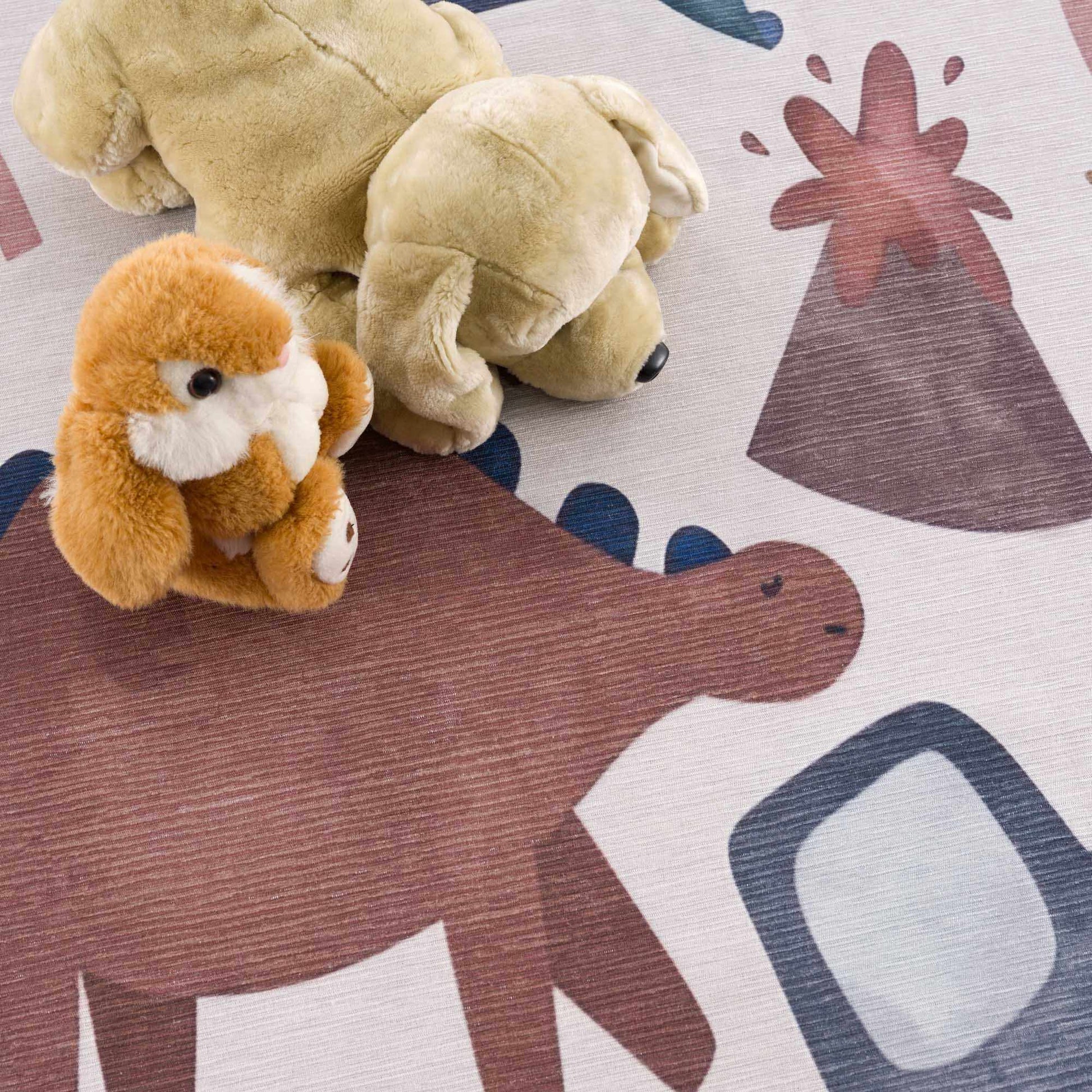 Libra Washable Kids Rug - Dinosaur rocket car rainbow