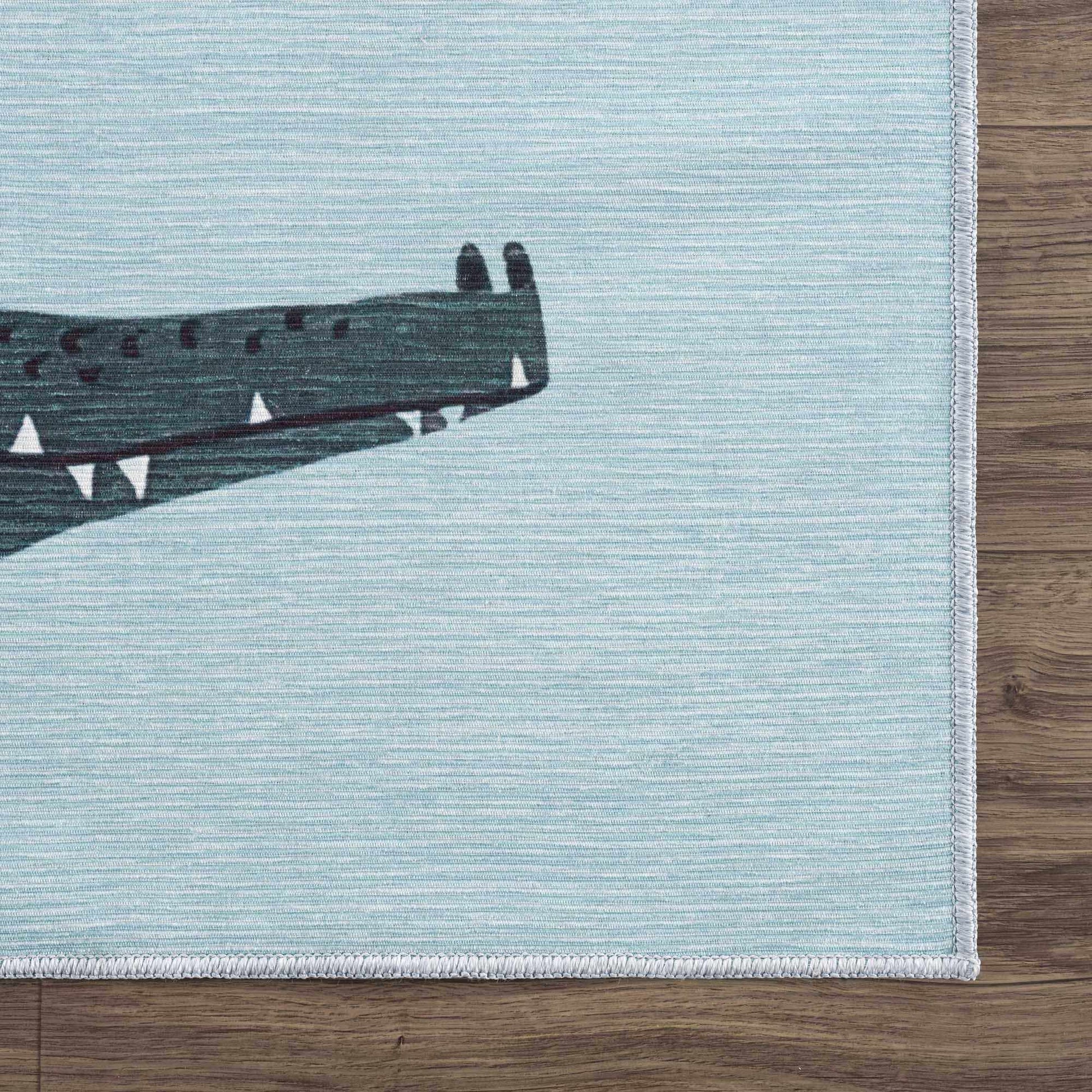 Petey Blue Animal Print Washable Kids Rug - Clearance
