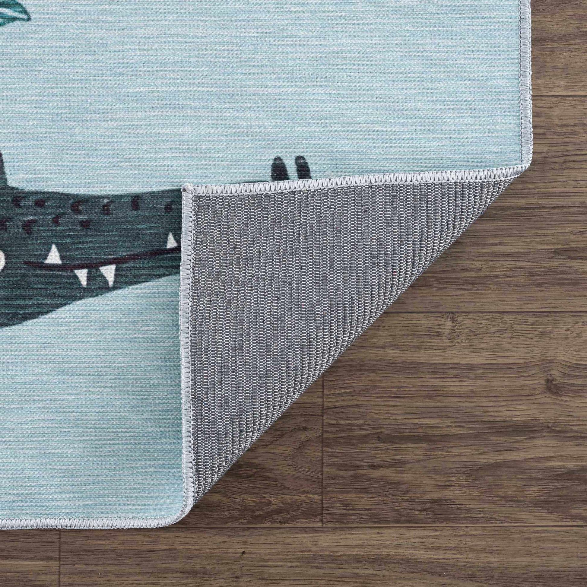 Petey Blue Animal Print Washable Kids Rug - Clearance