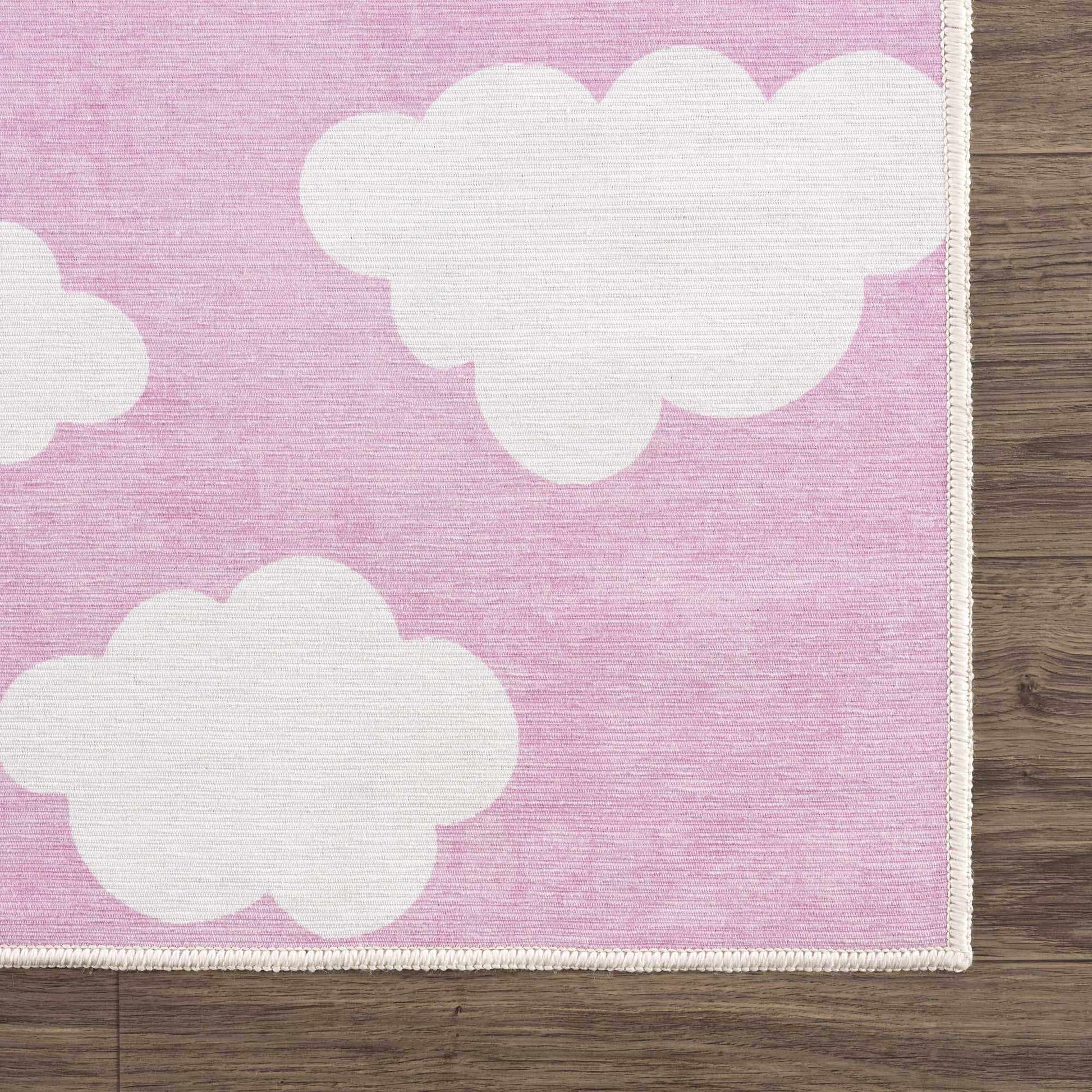 Nizar Pink Cloud Washable Kids Rug - Clearance