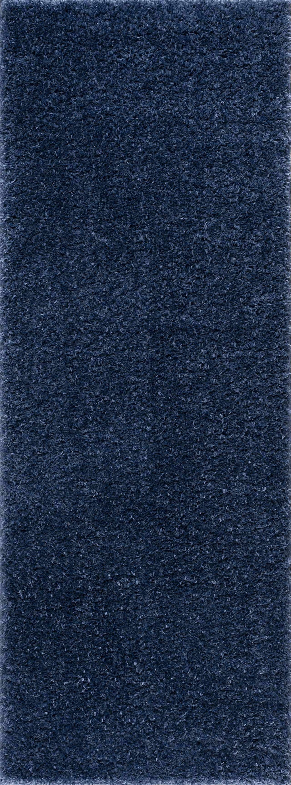 Faina Solid Dark Blue Shag Washable Area Rug - Clearance