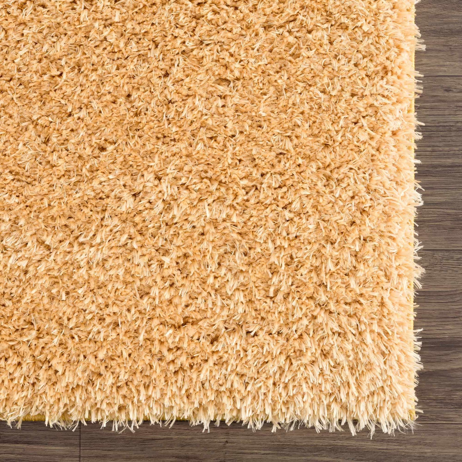 Faina Solid Gold Shag Washable Area Rug - Clearance