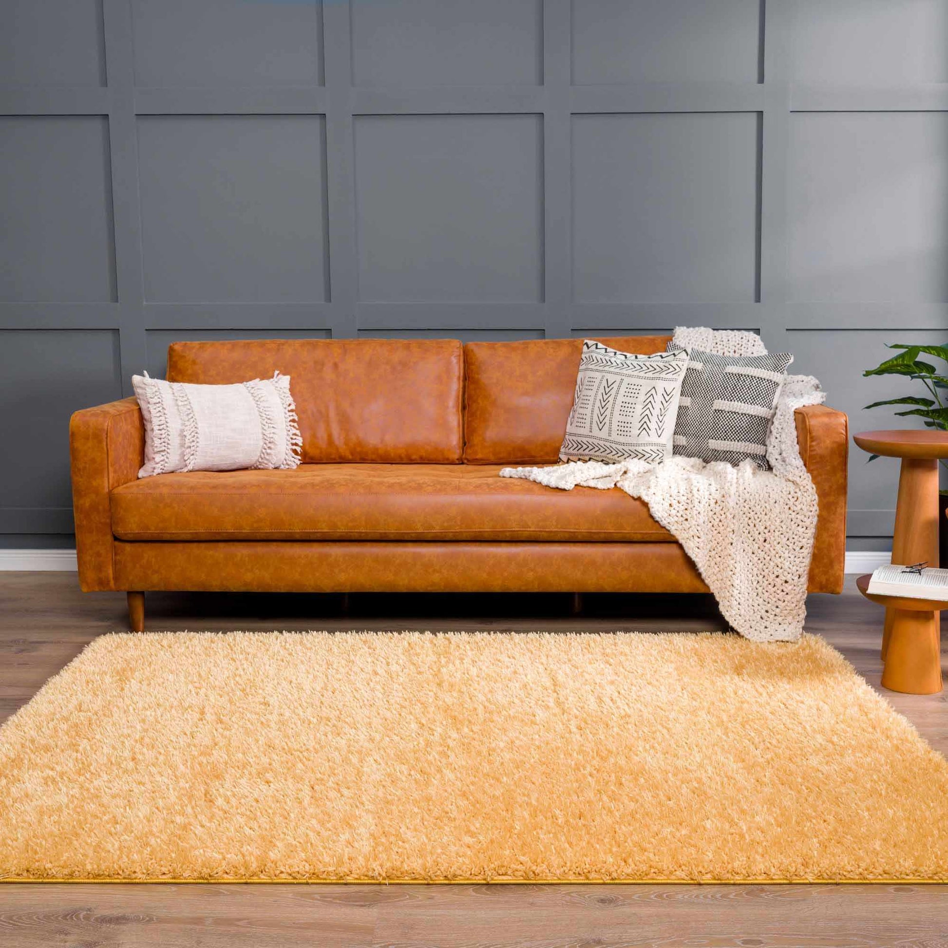 Faina Gold Yellow Washable Shag Rug