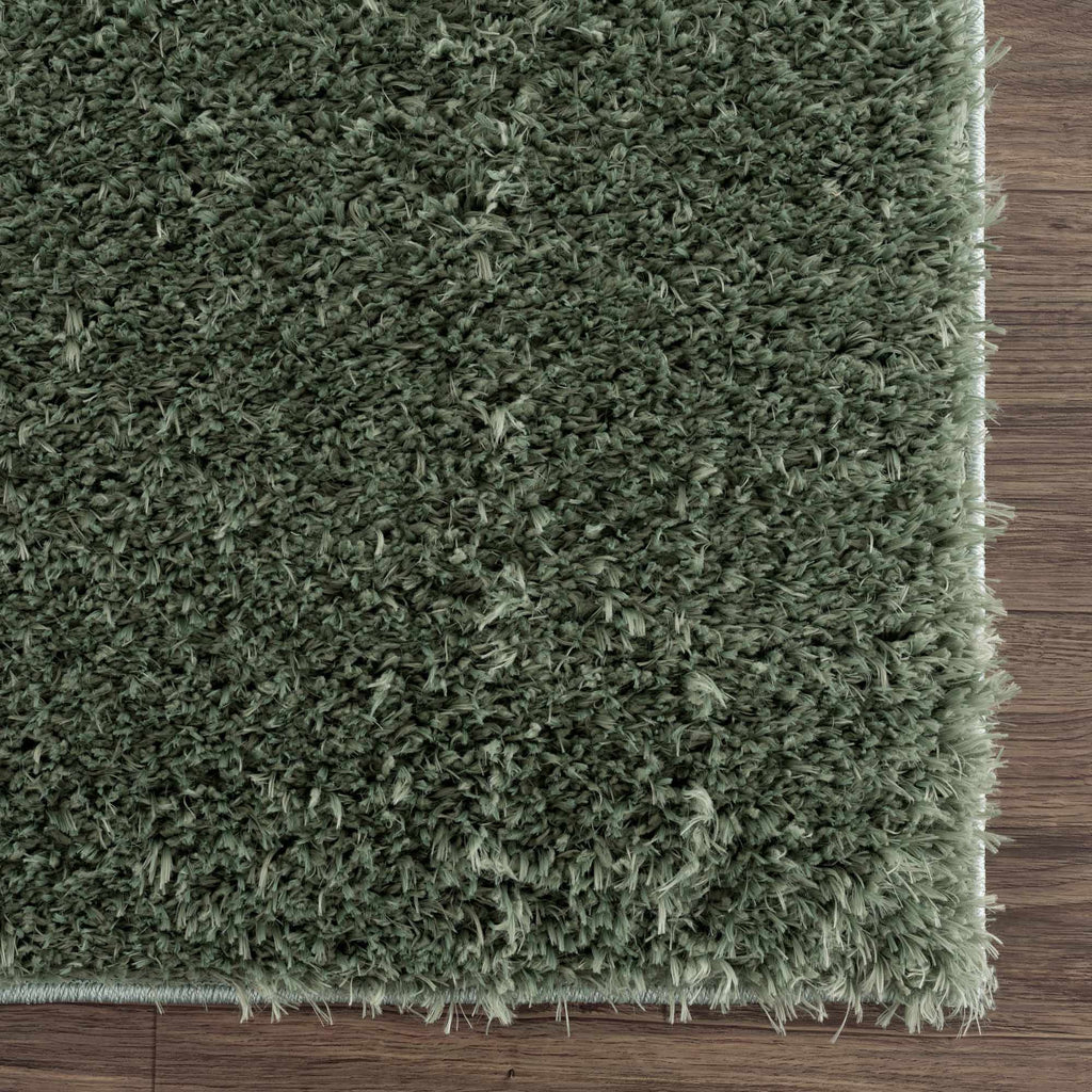 Faina Solid Green Shag Washable Area Rug - Clearance