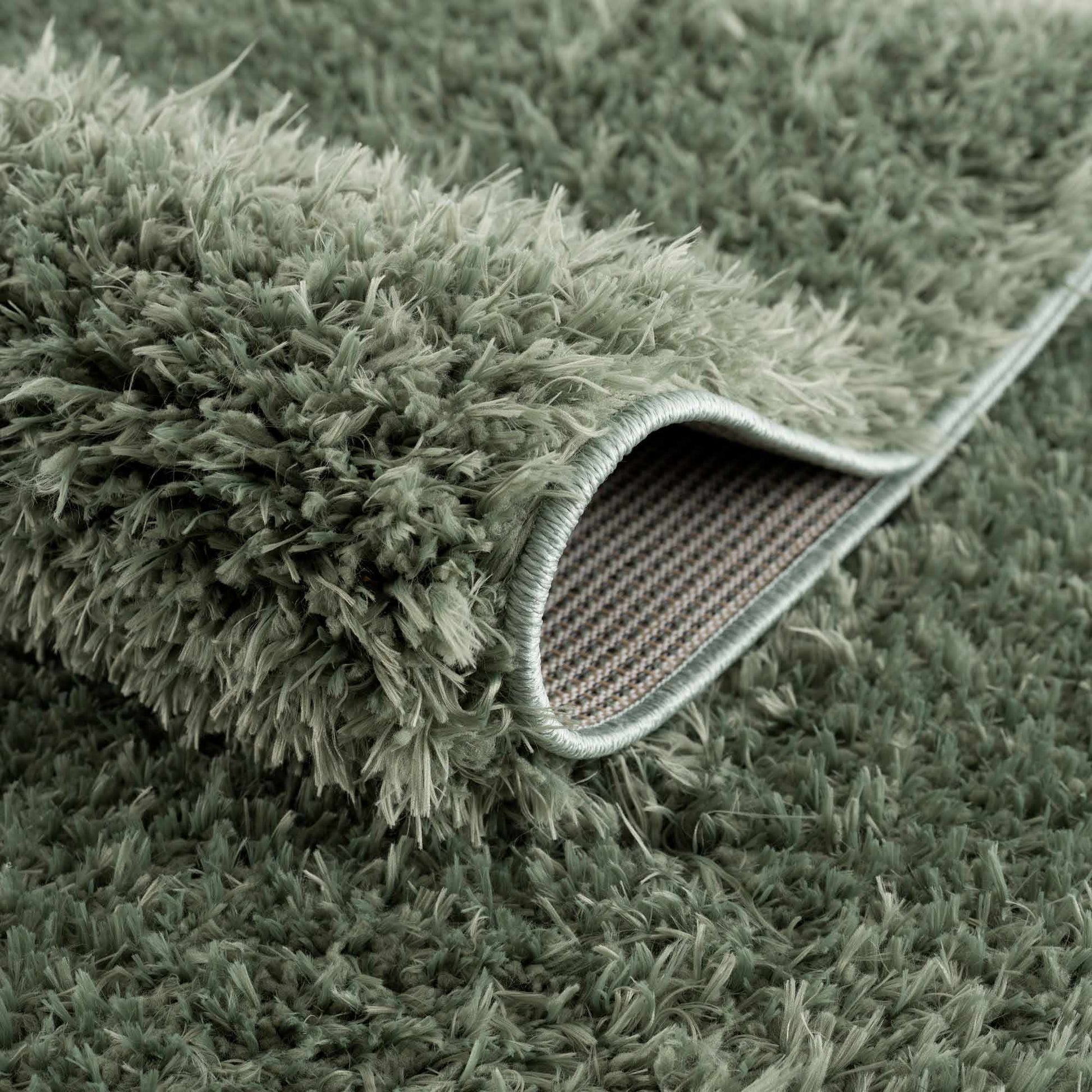 Faina Solid Green Shag Washable Area Rug - Clearance