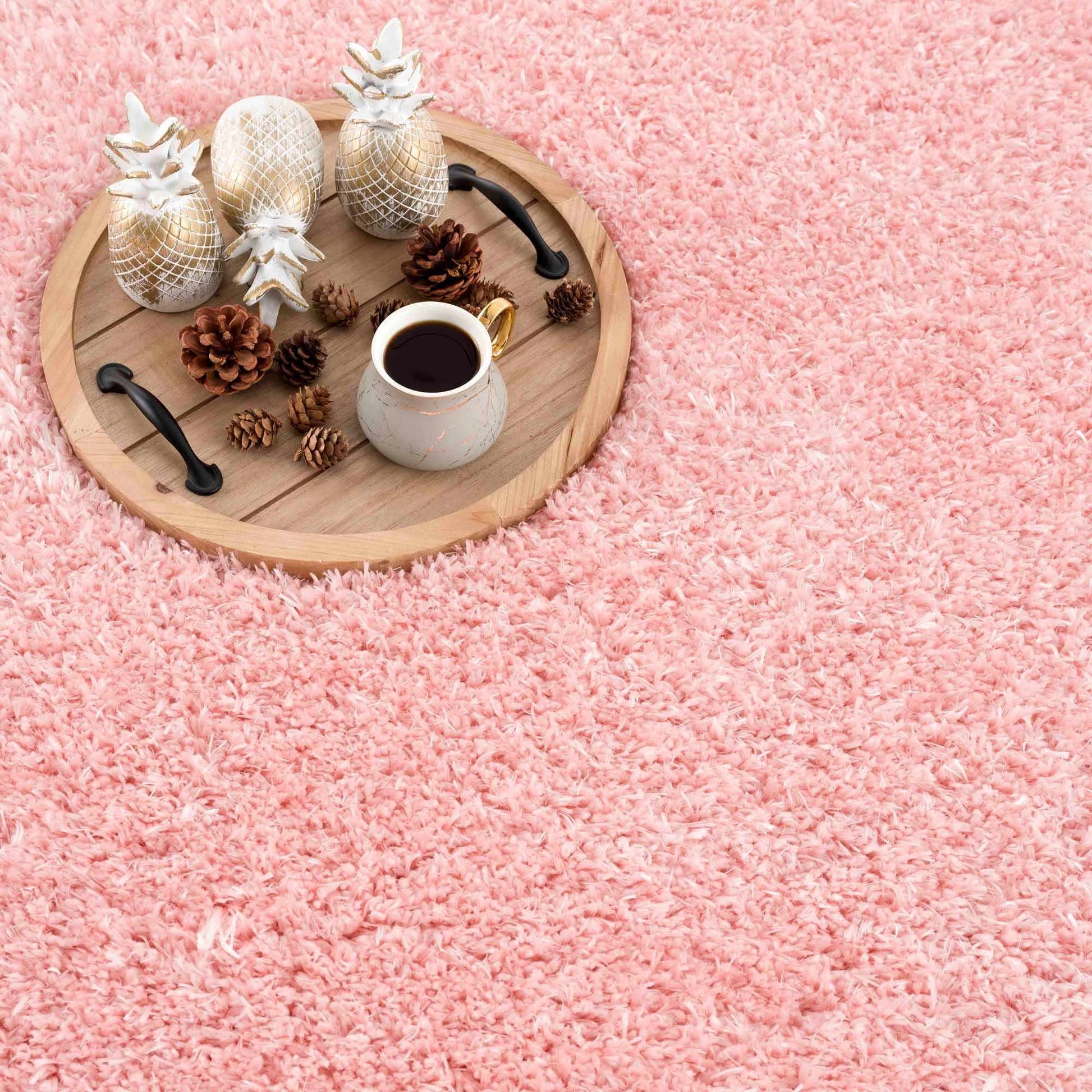 Faina Solid Pink Shag Washable Area Rug - Clearance