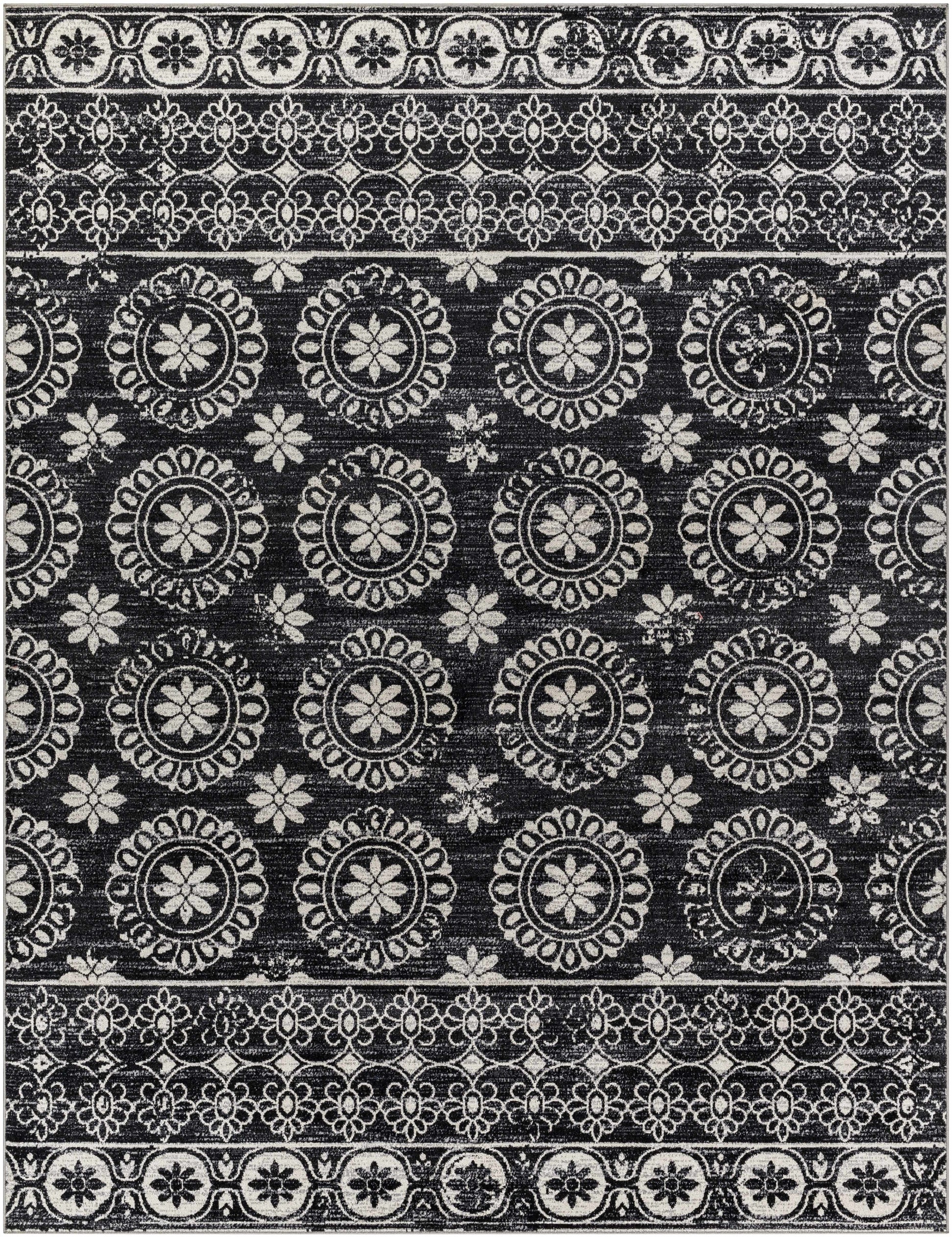 Kahraman Black & White Washable Rug