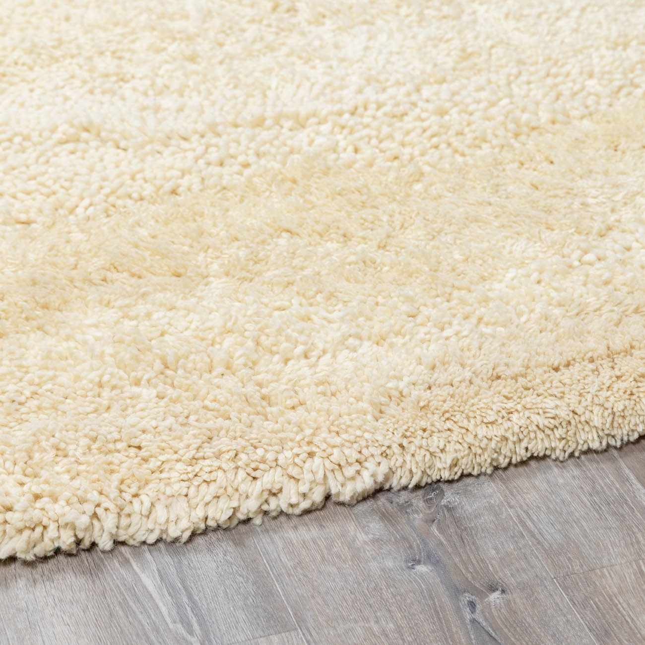 Kettering Solid Cream Wool Shag Rug