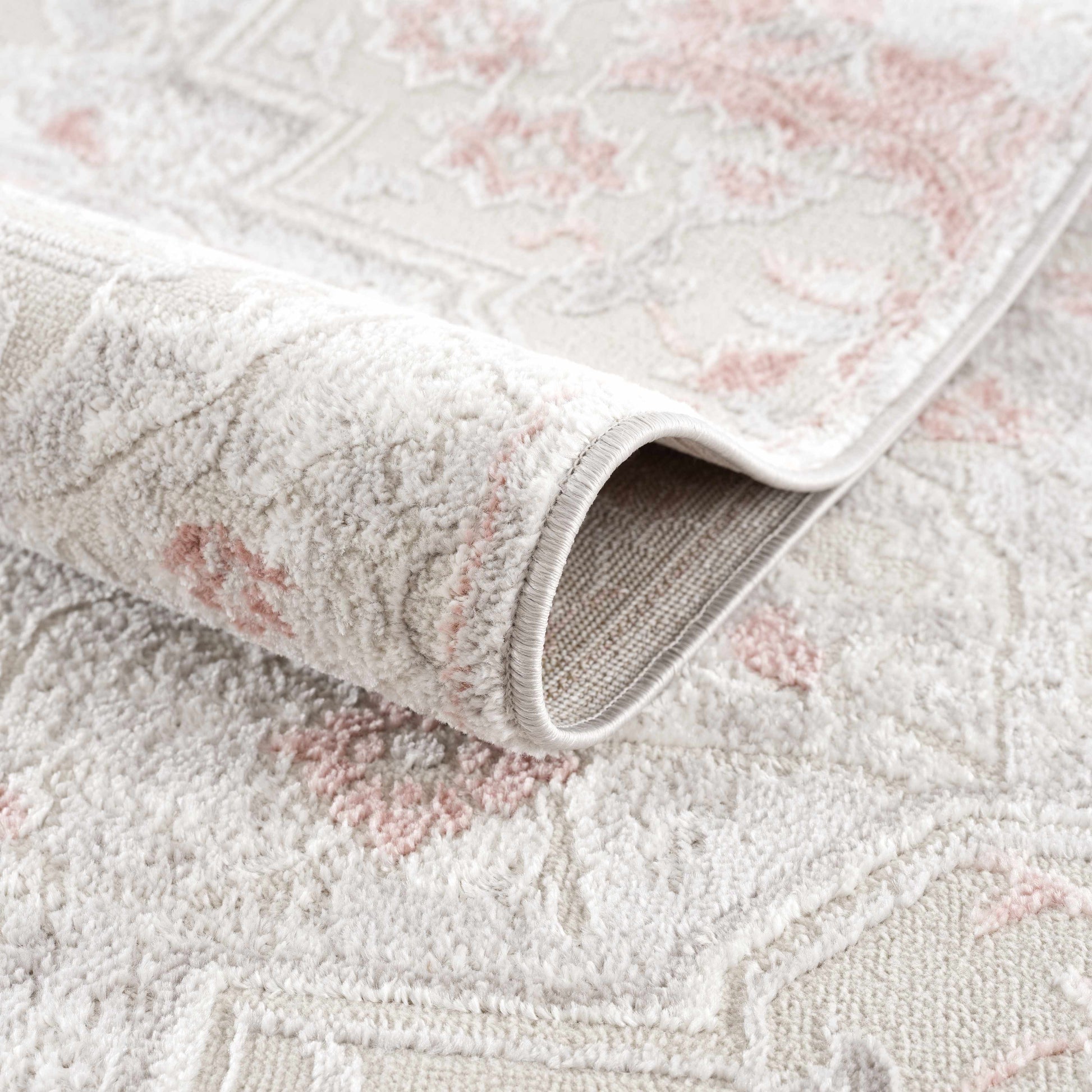 Calum Pink Floral Thick Area Rug - Clearance