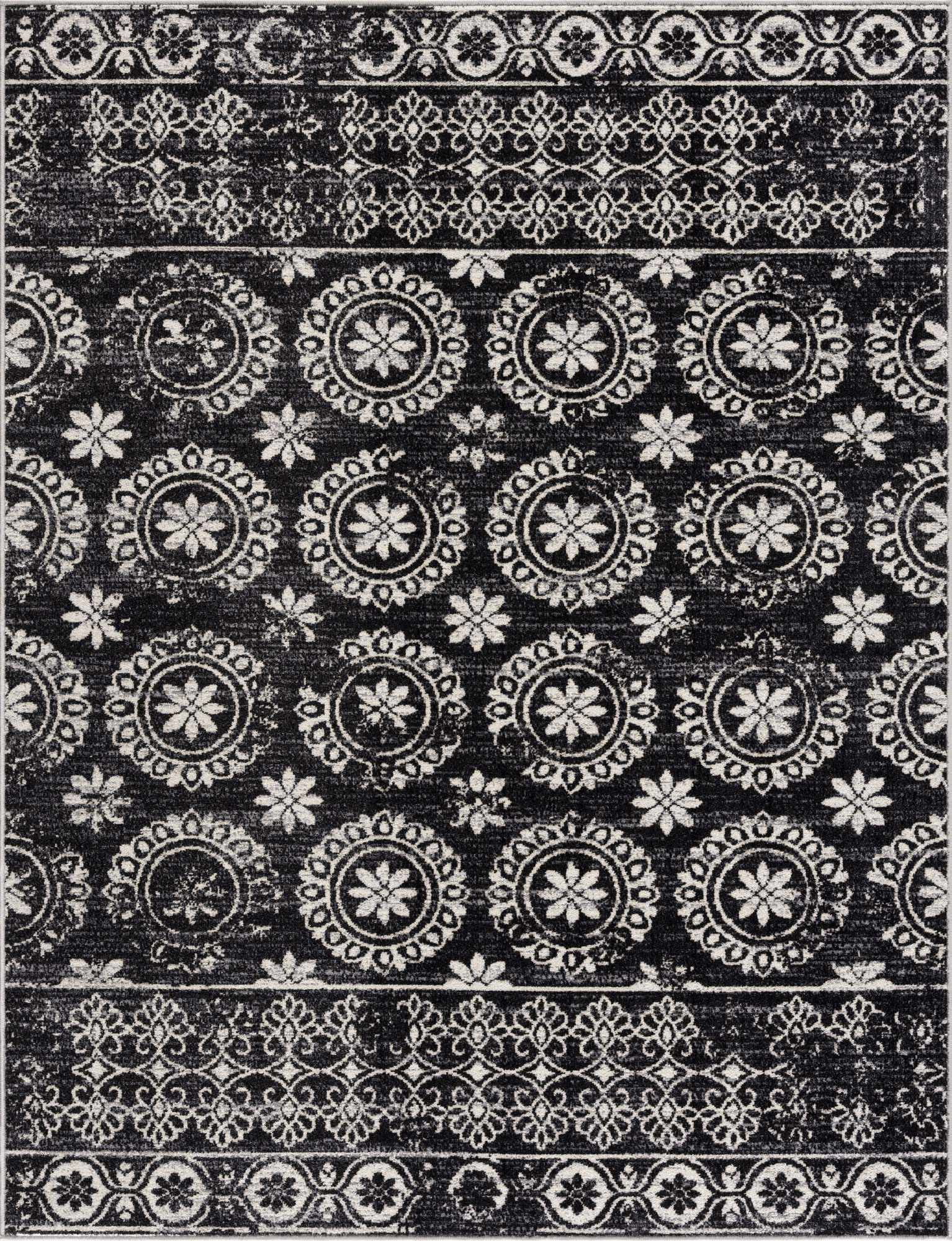 Kahraman Black & White Washable Rug
