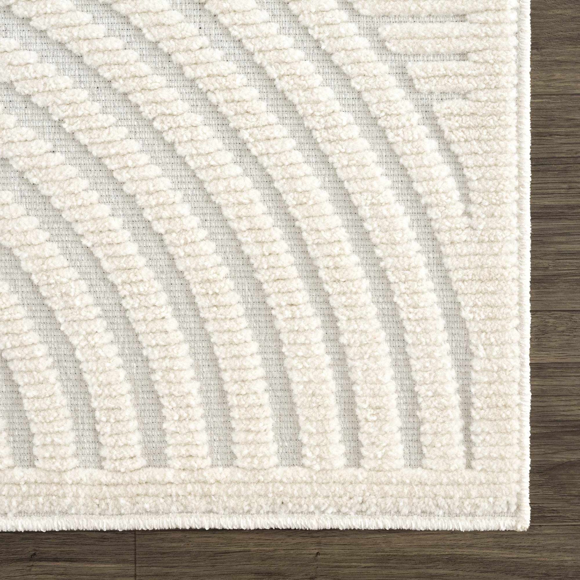 Deron White Washable 3D Rug