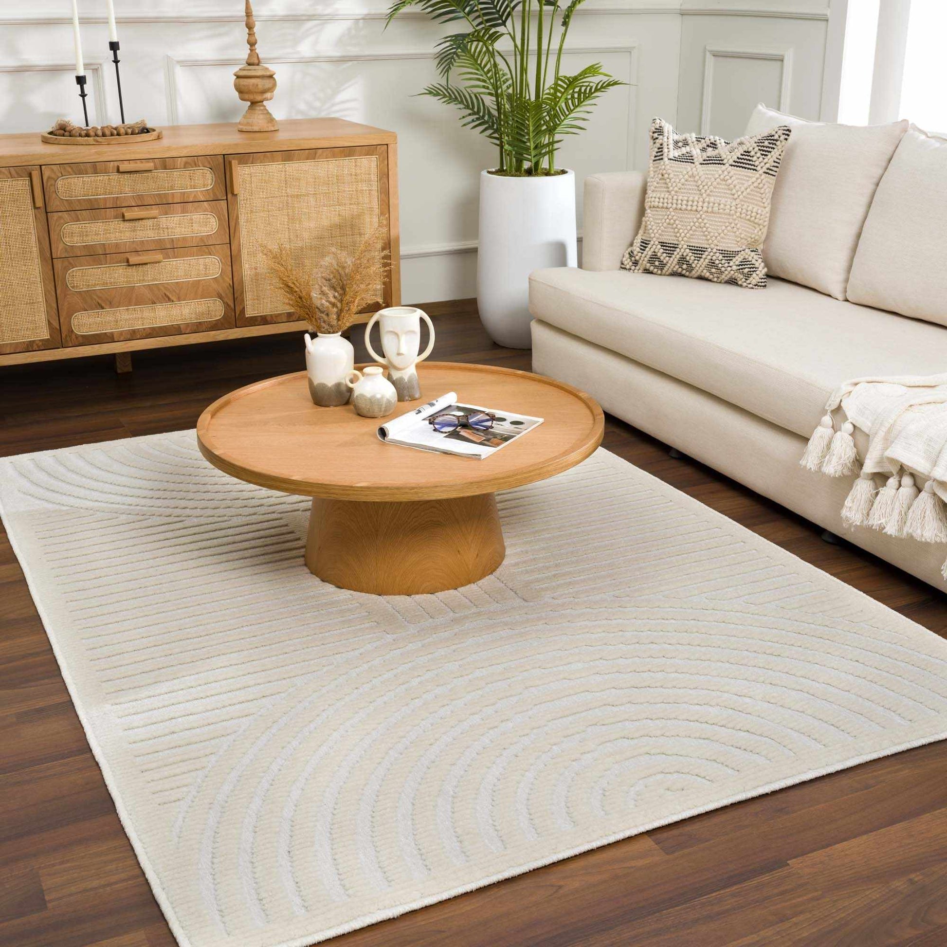 Deron White Washable 3D Rug