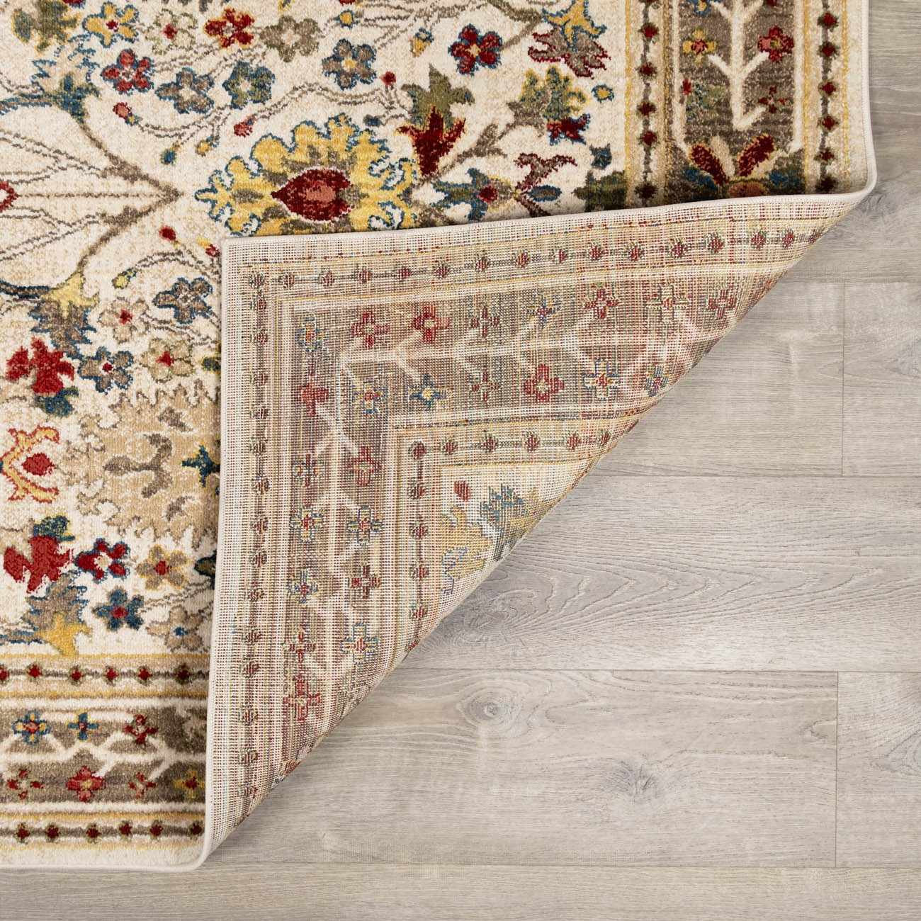 Neola White/Brown Damask Area Rug
