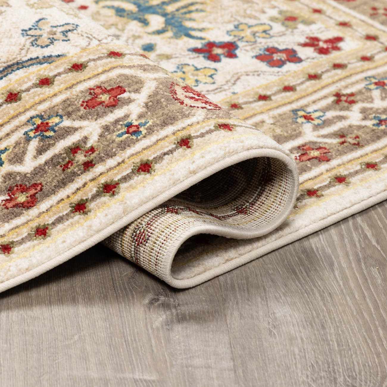 Neola White/Brown Damask Area Rug