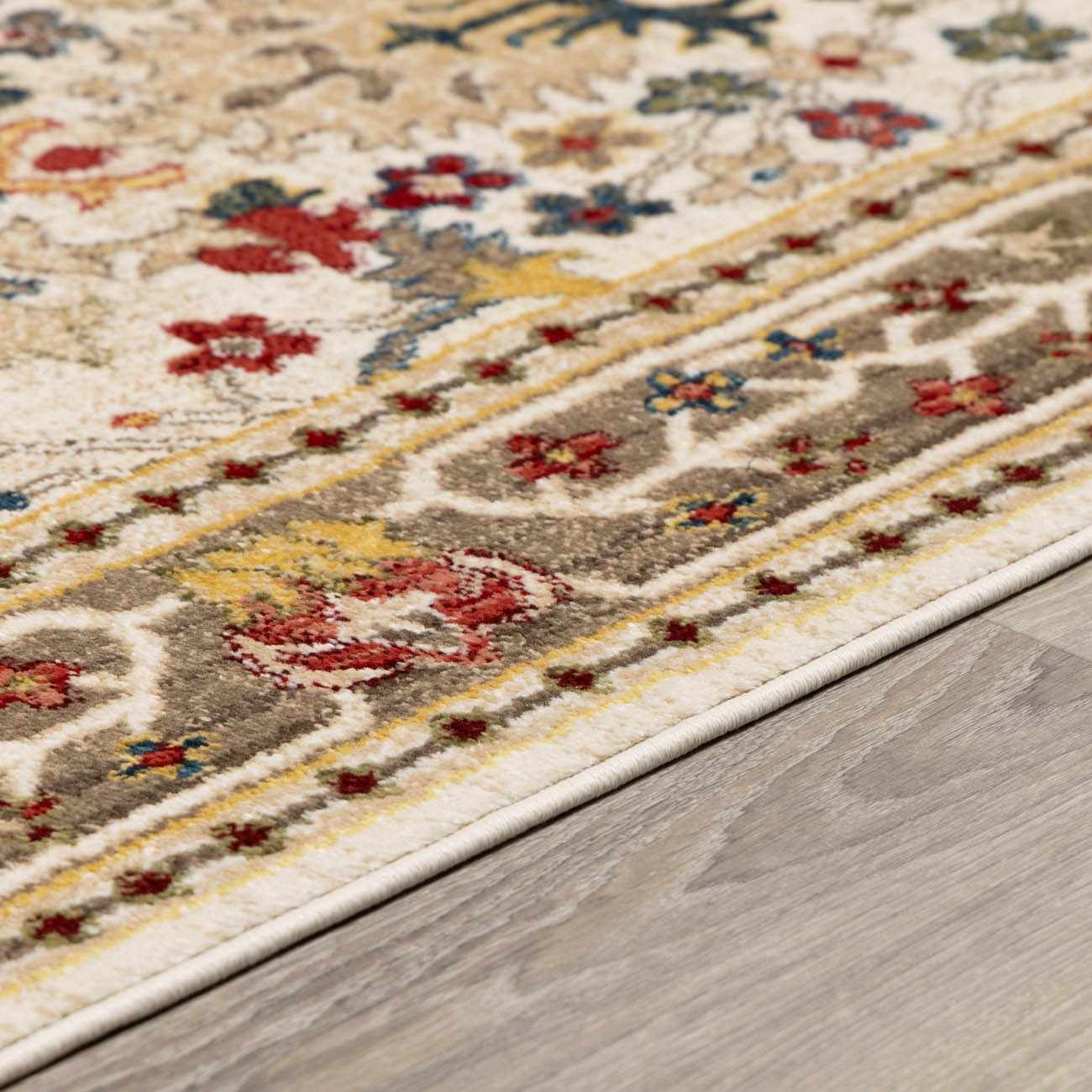 Neola White/Brown Damask Area Rug