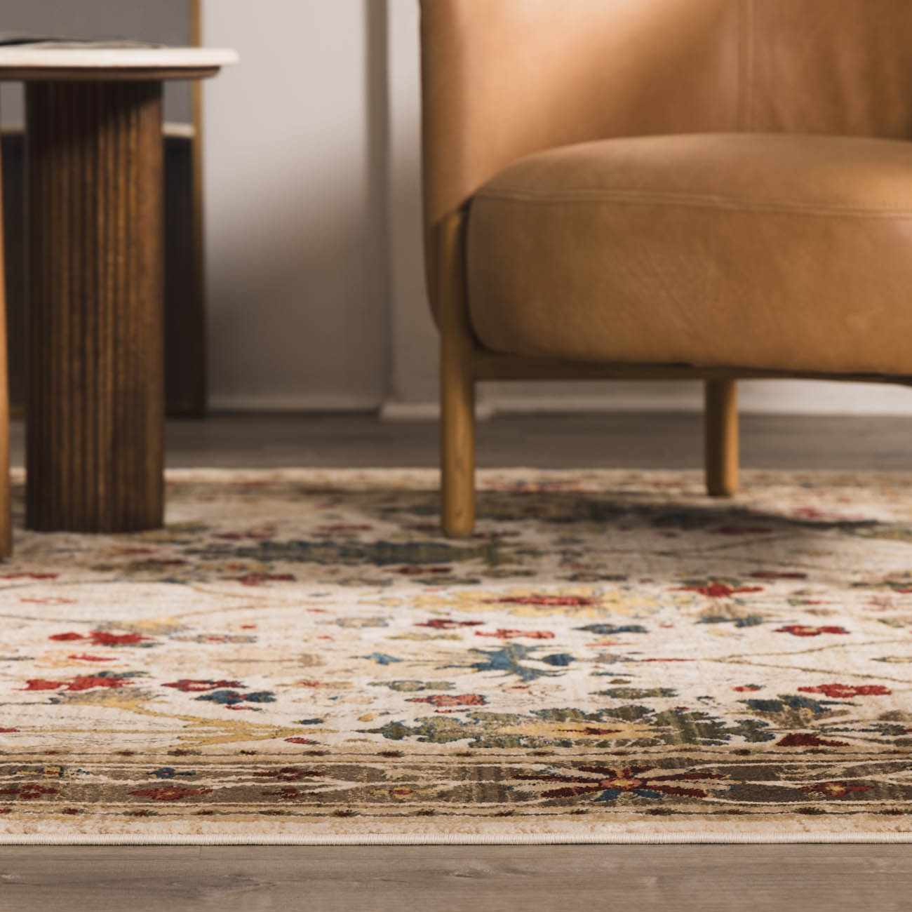Neola White/Brown Damask Area Rug
