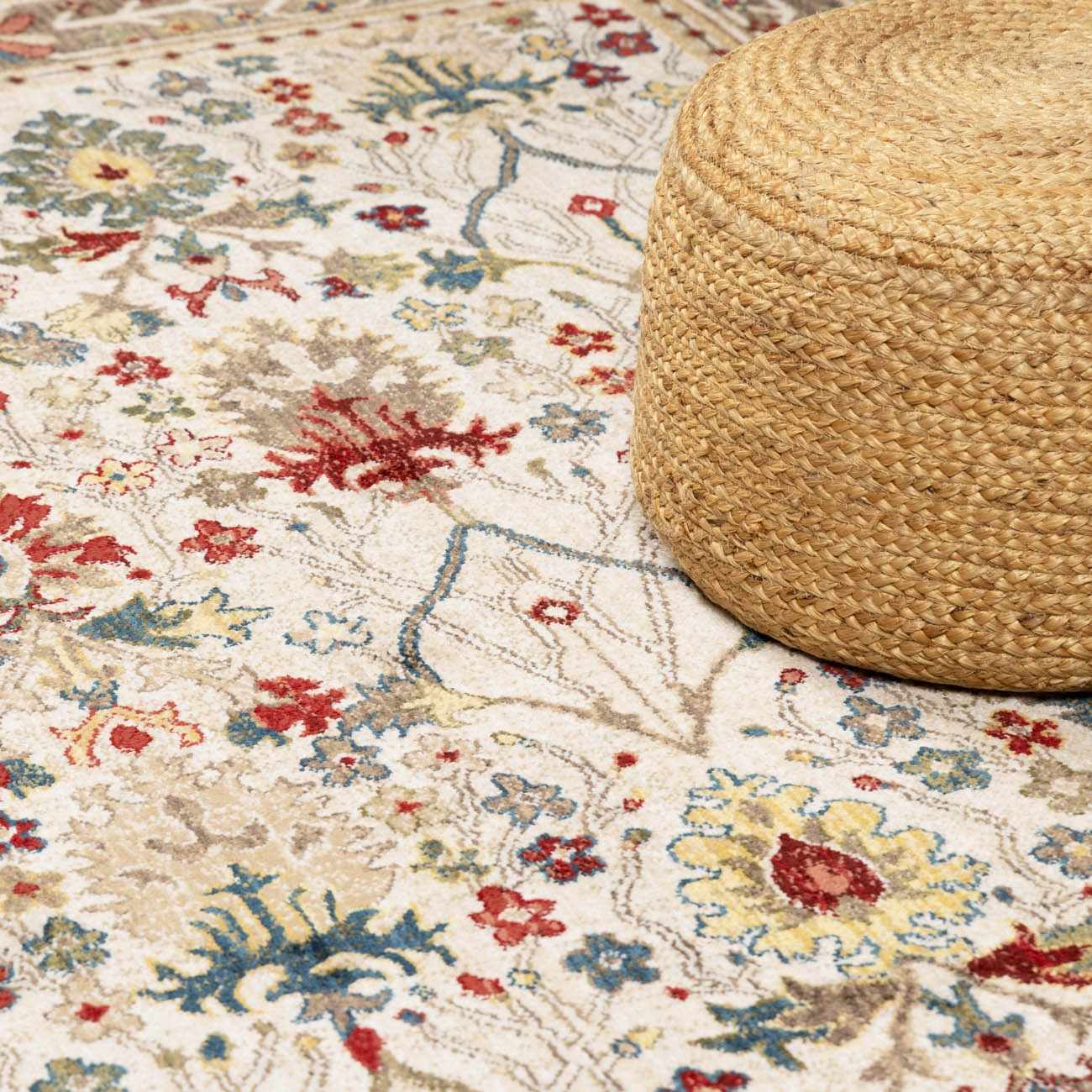 Neola White/Brown Damask Area Rug