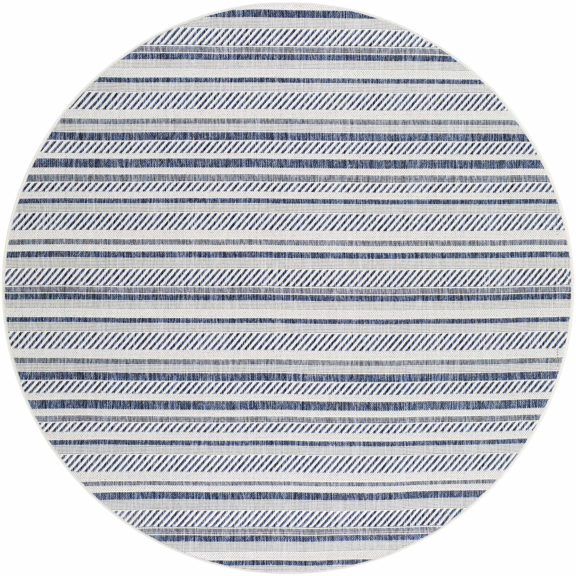 Olin White&Blue Striped Nordic Rug