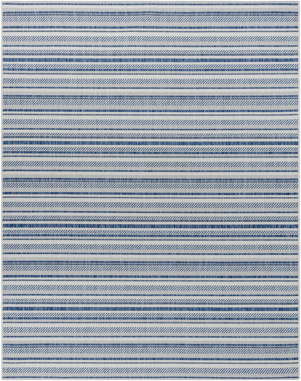 Olin White&Blue Striped Nordic Rug