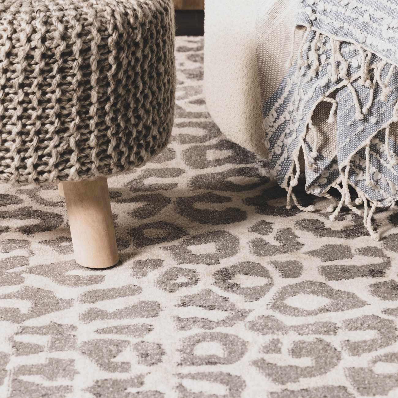 Beige Liversedge Leopard Print Area Rug