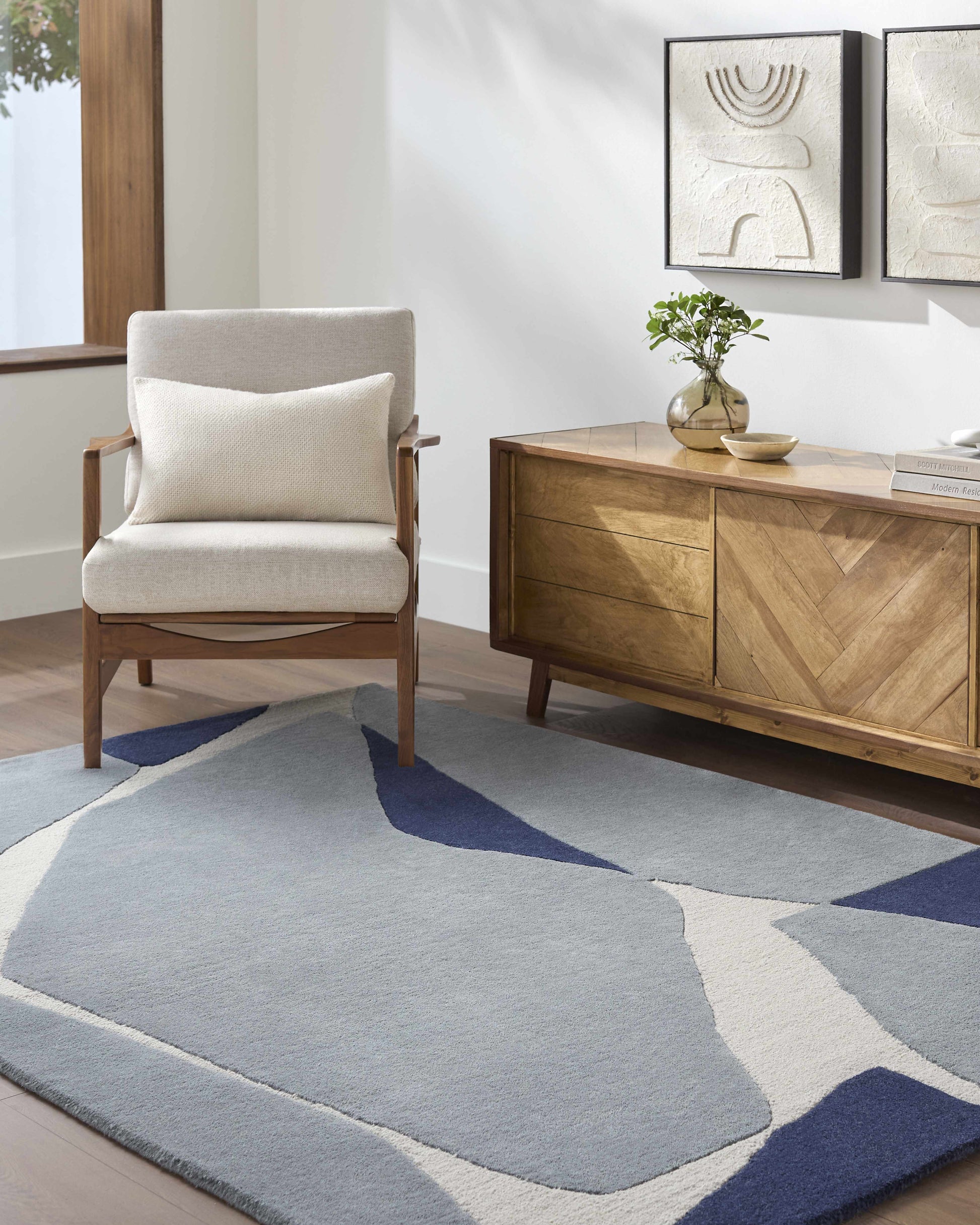 Robbins Modern Blue Wool Rug