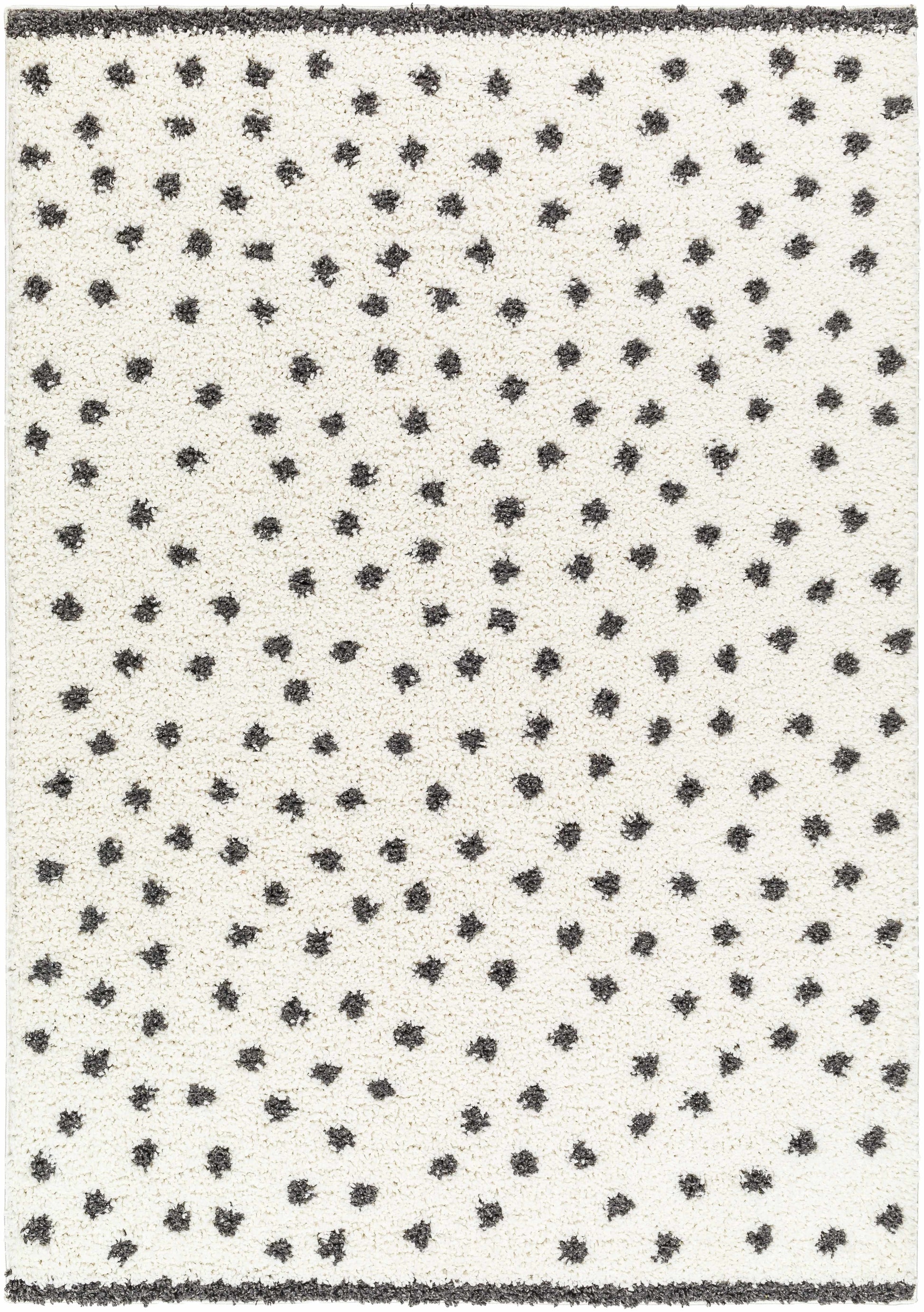Chaia Dotted Black & White Plush Rug
